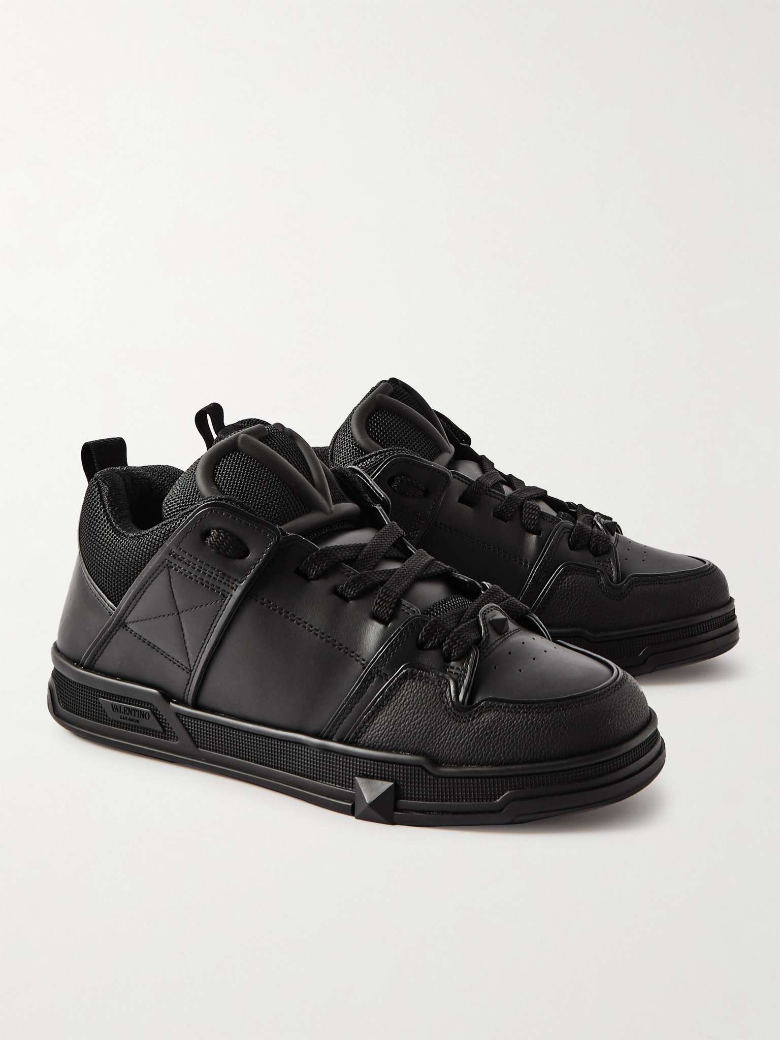 Valentino Garavani Open Skate Mesh-Trimmed Leather Sneakers - 3