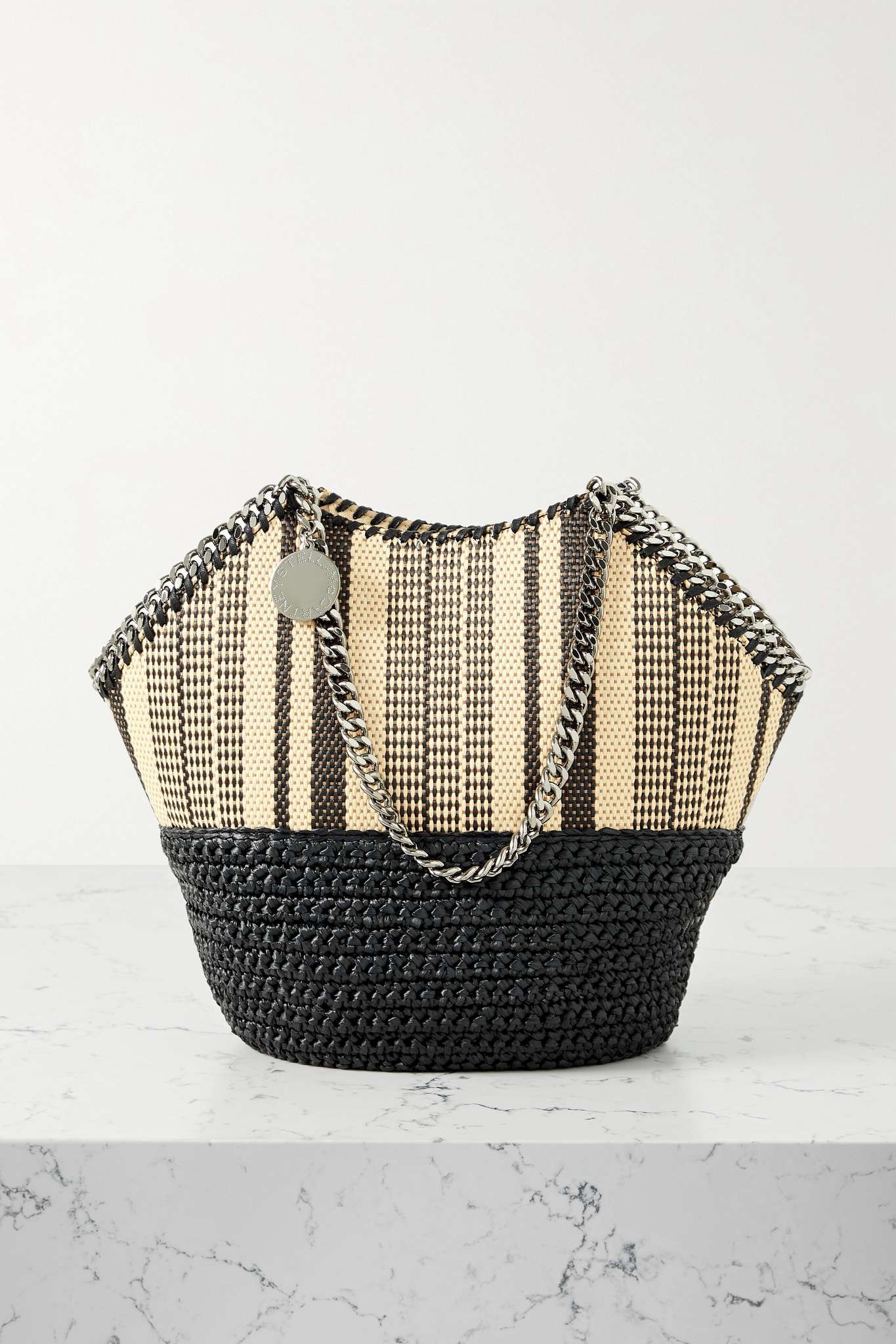 The Falabella medium striped raffia tote - 1