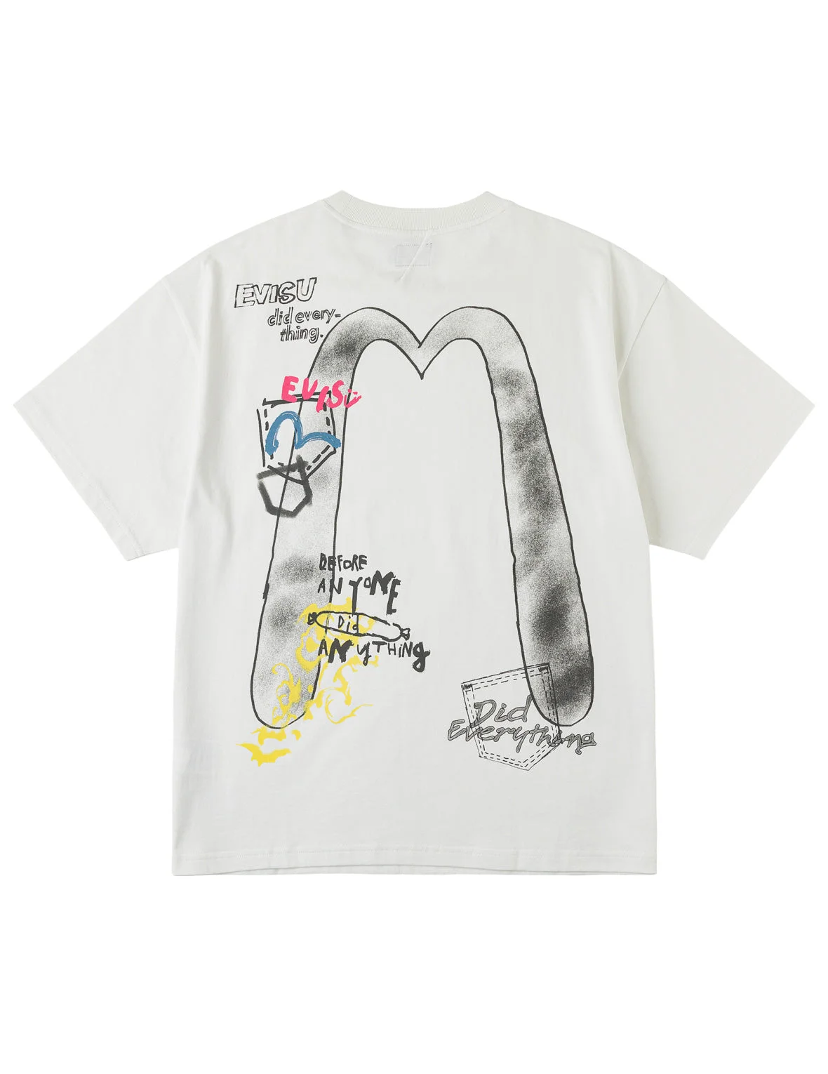 Hand-drawn Daicock and Multi-pocket Graffiti T-shirt - 1