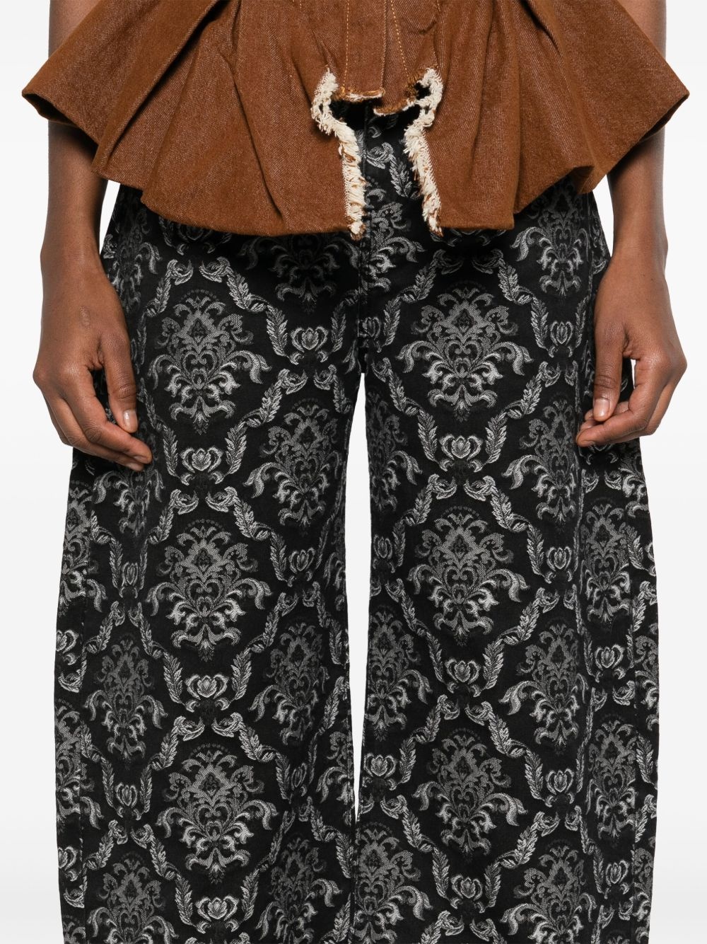 patterned-jacquard jeans - 5