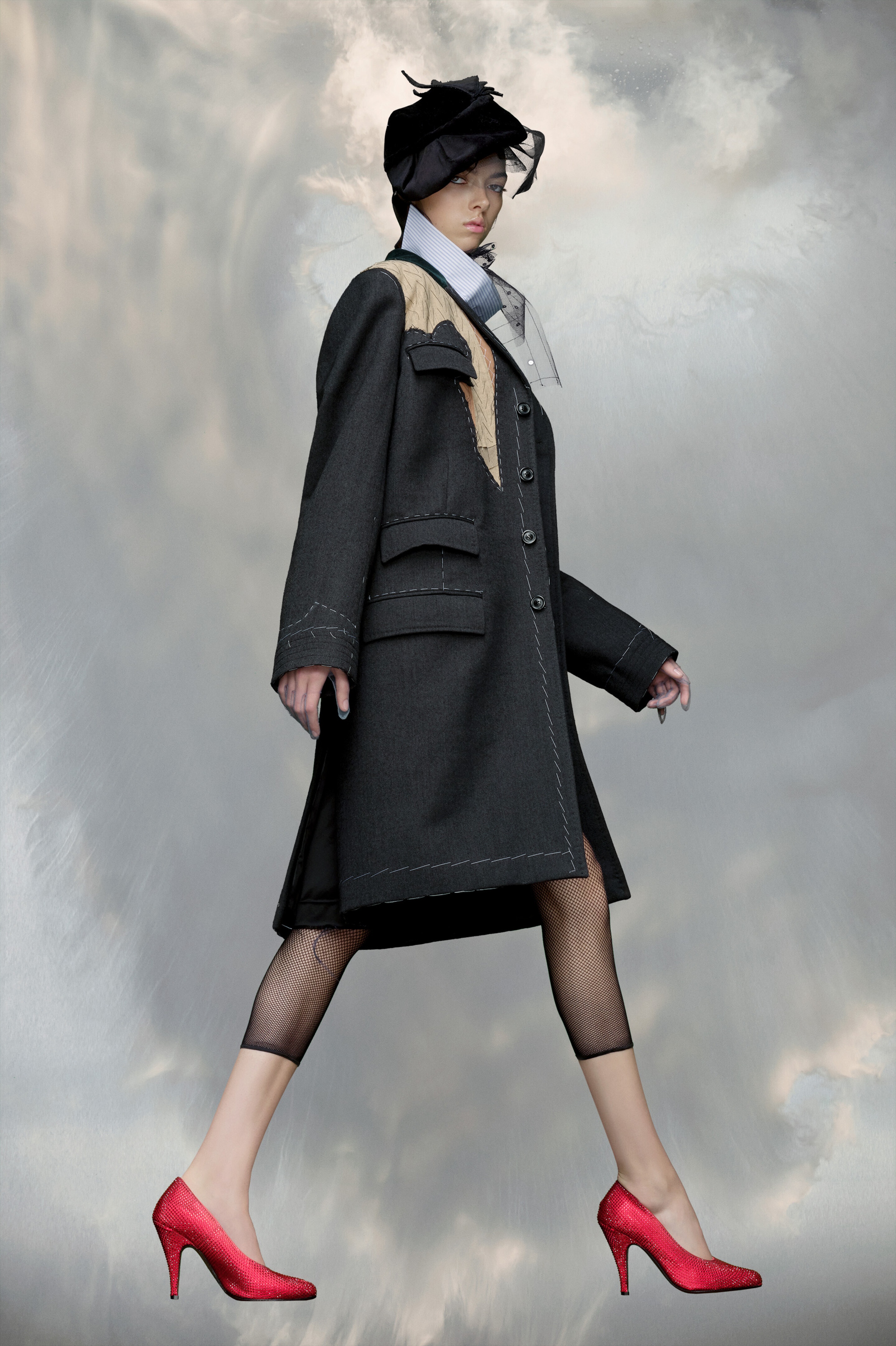 Rorschach yoke wool coat - 3