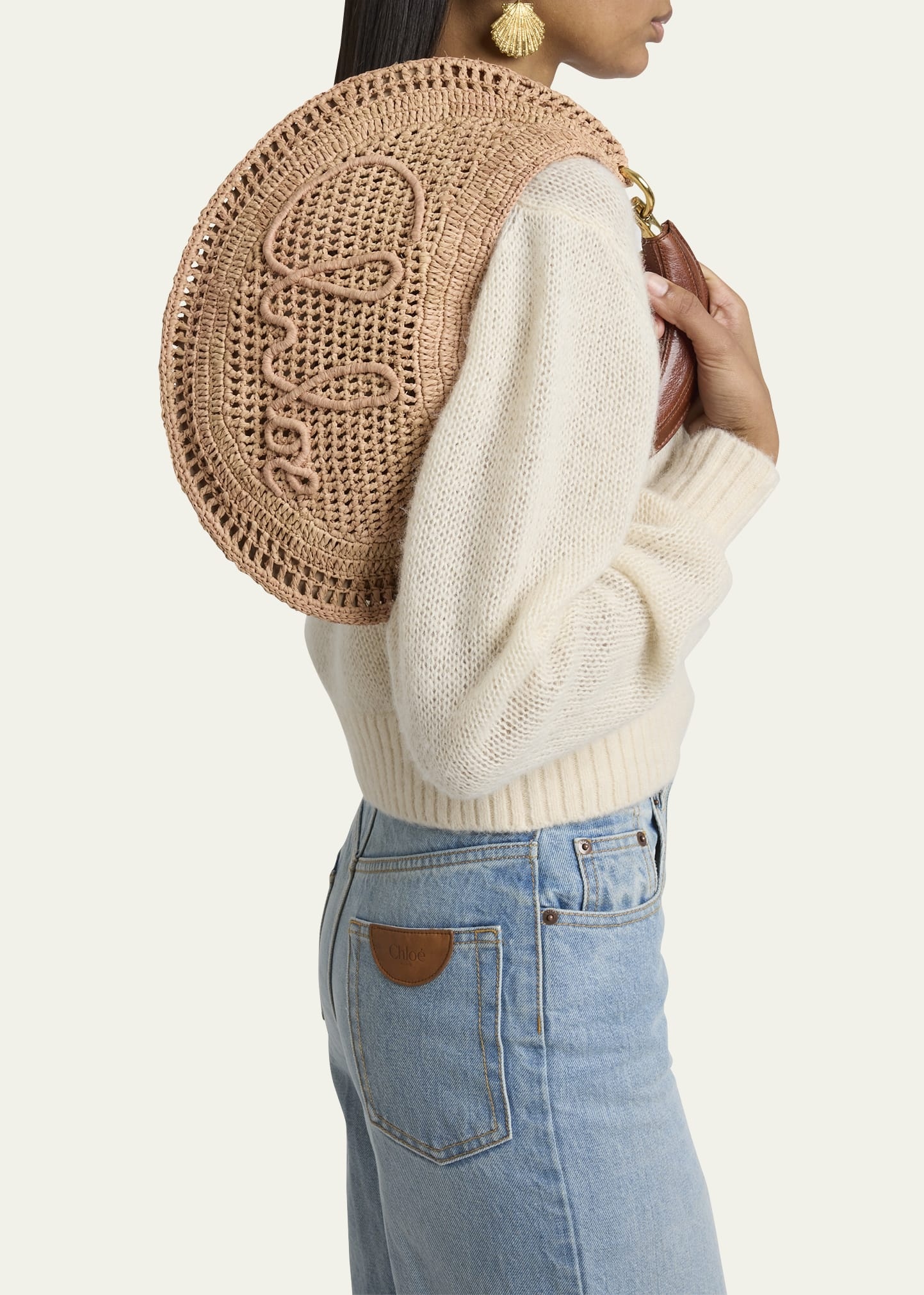 Summer Banana Top-Handle Bag in Crochet Fabric - 2