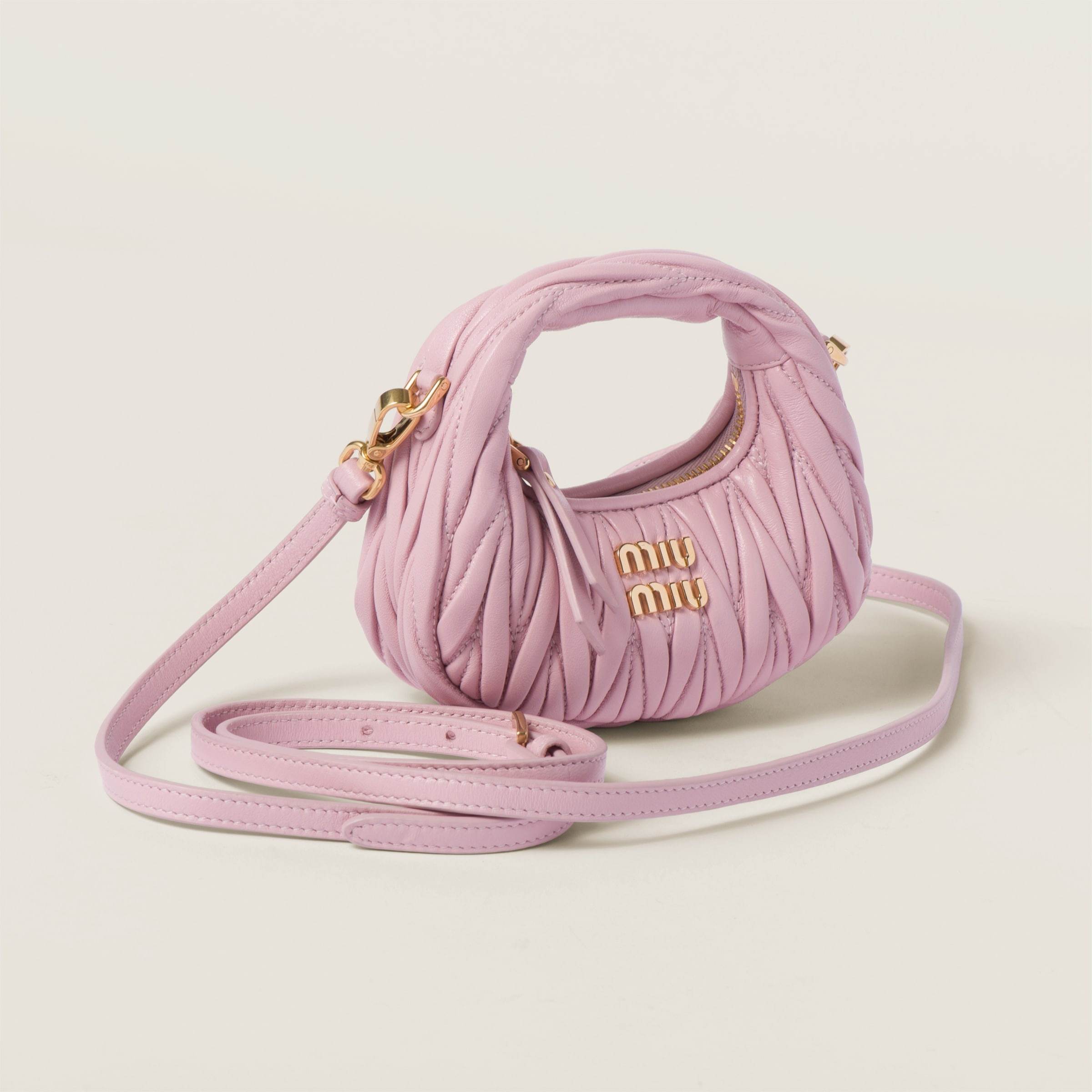 Wander matelassé nappa leather mini hobo pouch - 1