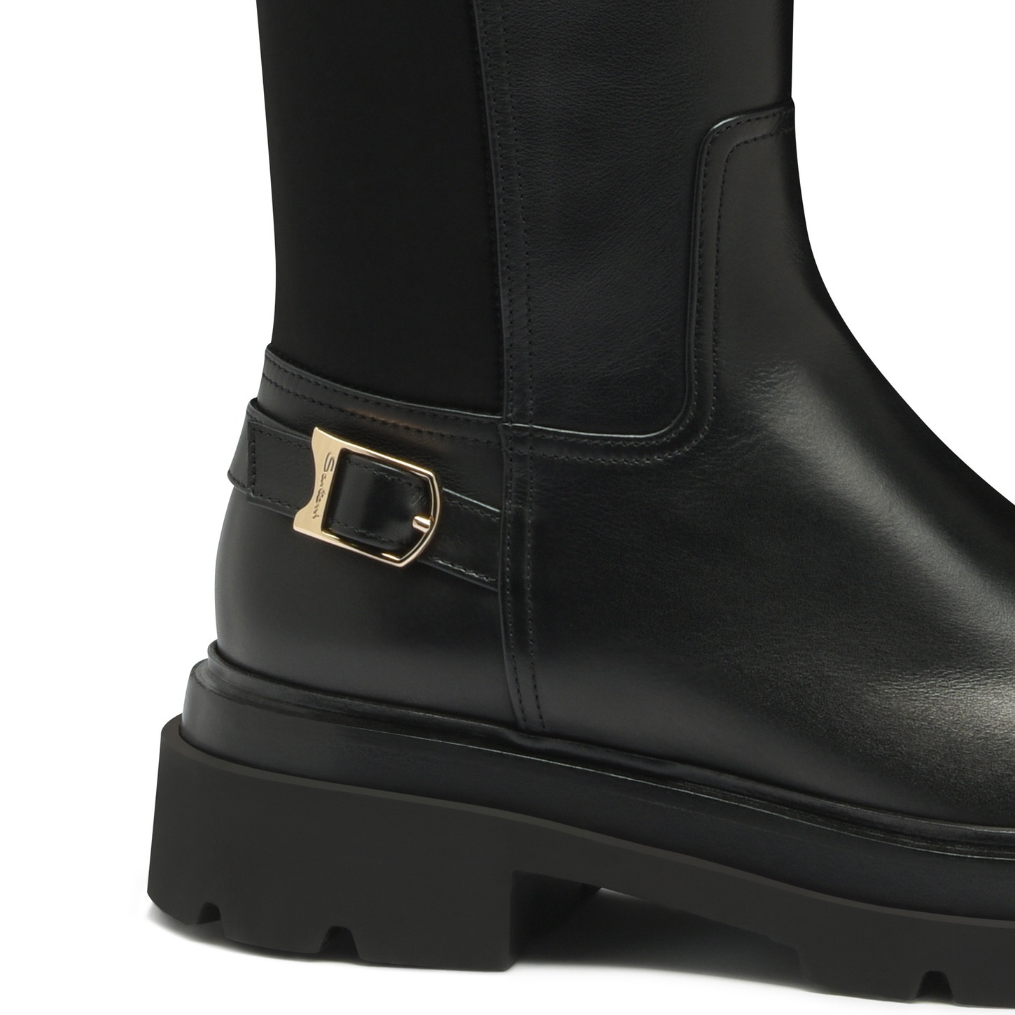 Women's black leather boot - 6