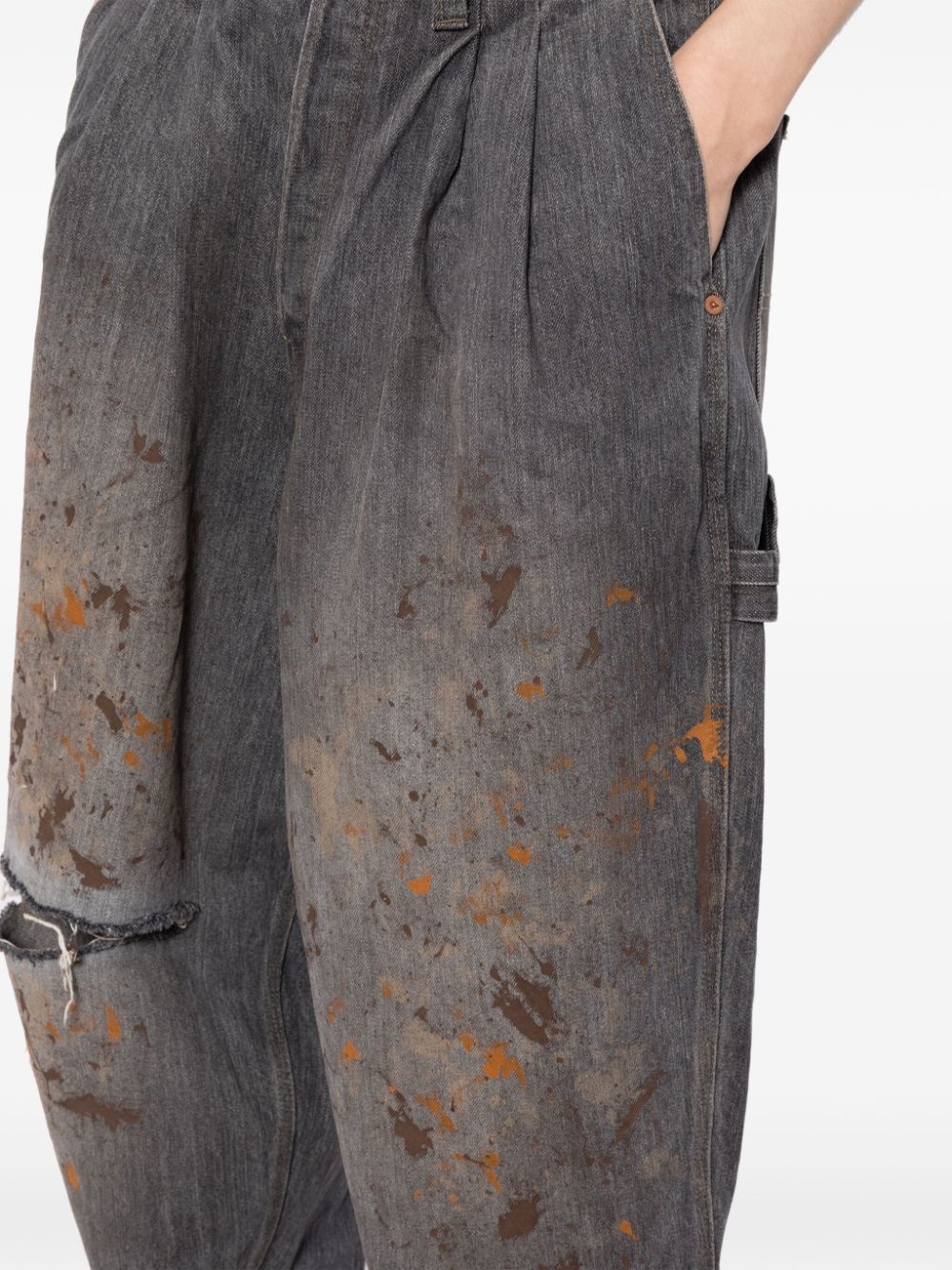 spray-paint effect tapered jeans - 5
