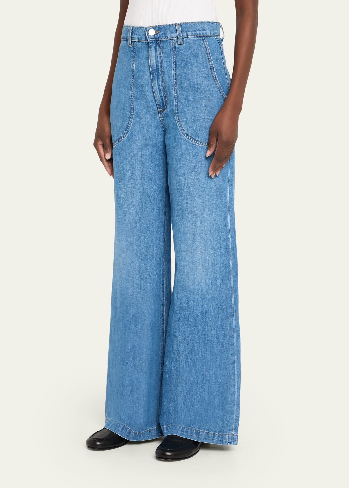 Mecox Beach Wide-Leg Jeans - 4