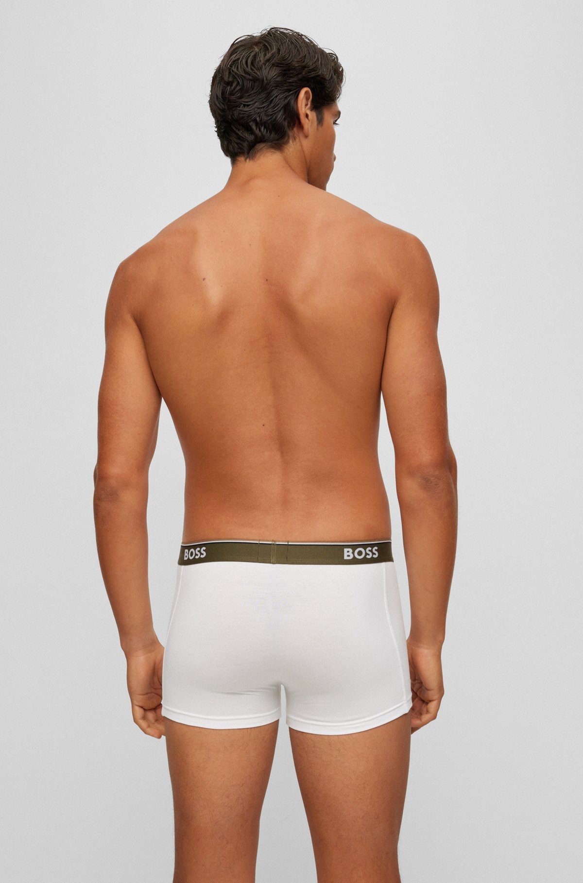 THREE-PACK OF STRETCH-COTTON TRUNKS WITH LOGO WAISTBANDS - 3