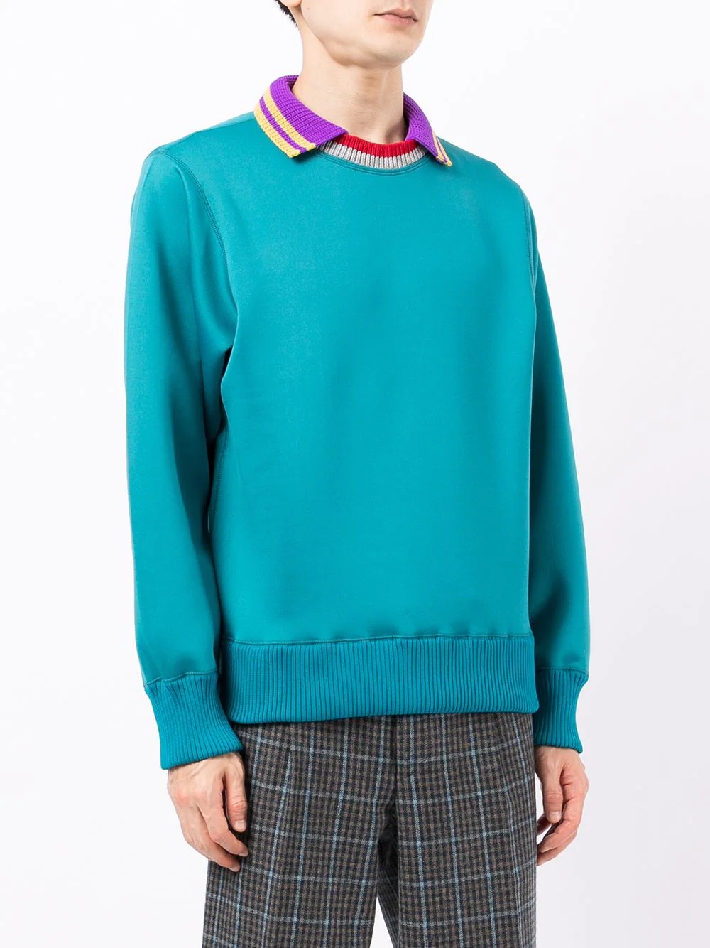 contrasting-collar jumper - 3