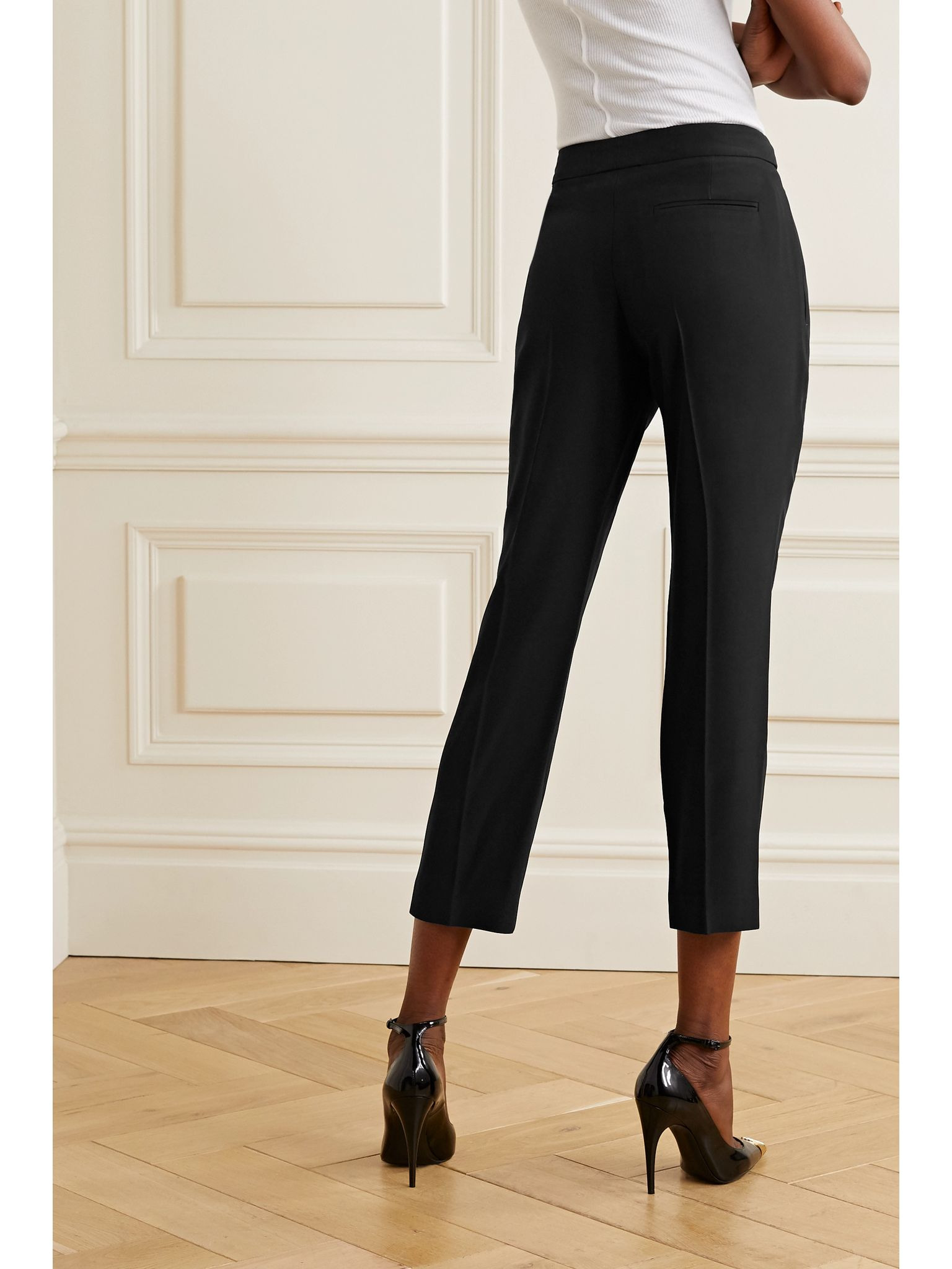Cropped woven straight-leg pants Black - 3