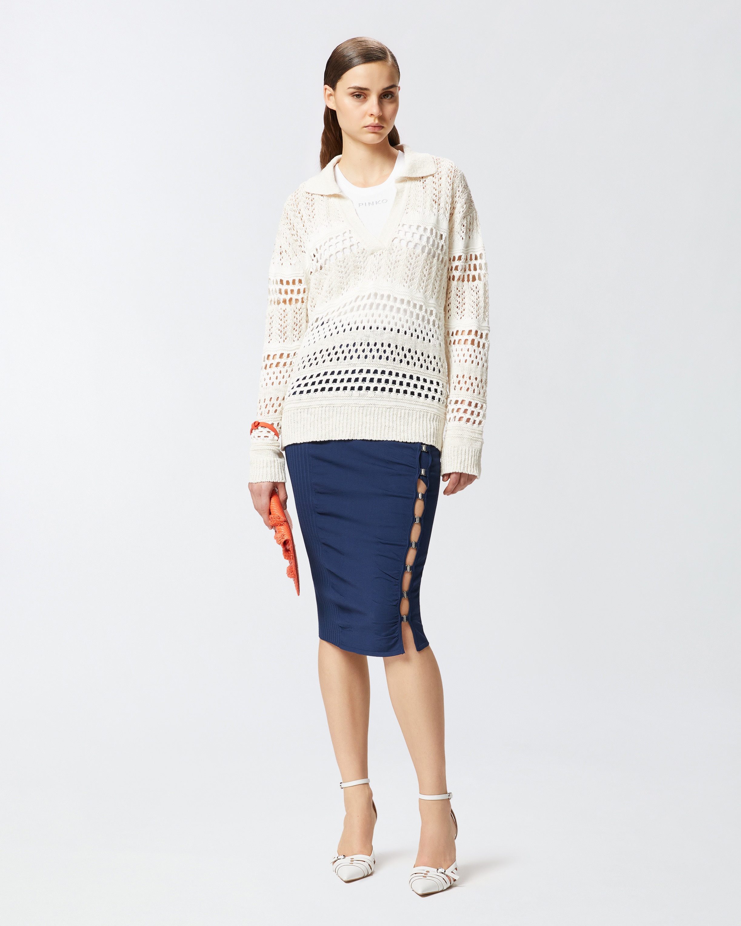 LONG KNIT SKIRT WITH HOOKS - 2
