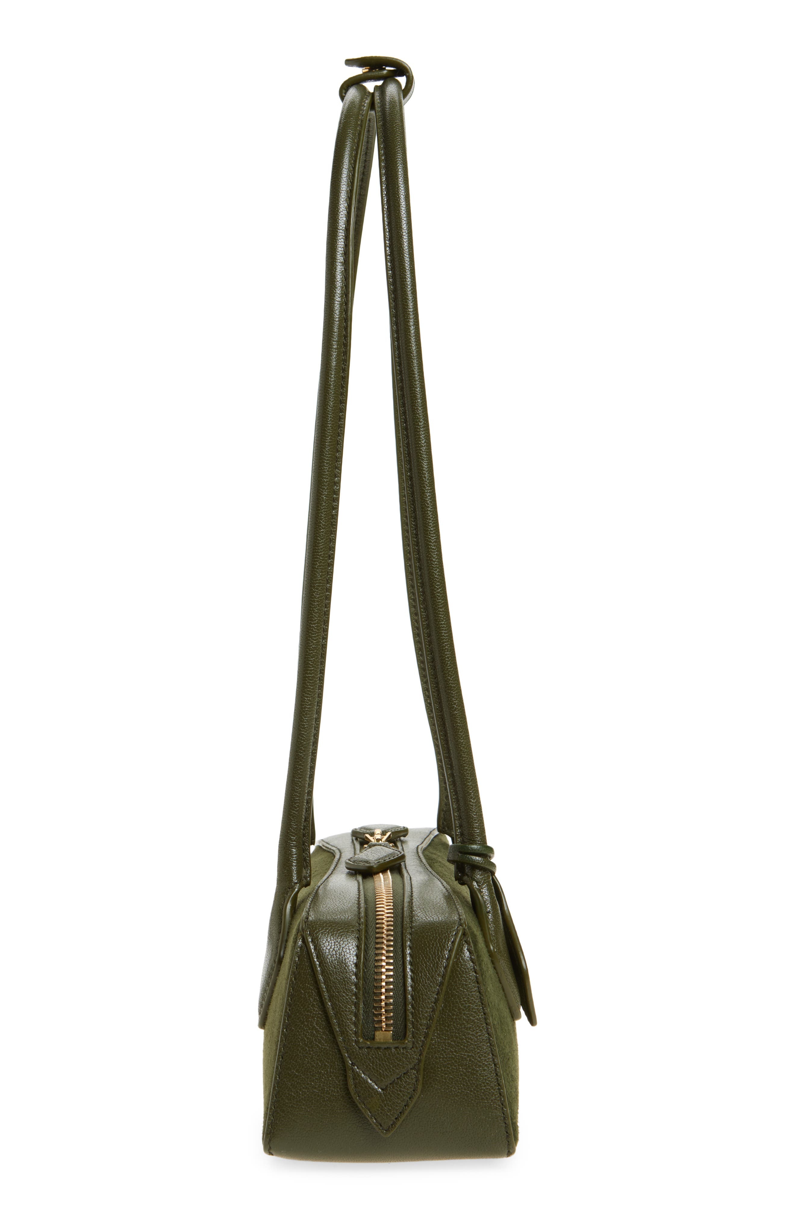 Alaïa Small Le Teckel Suede East/West Shoulder Bag in Olive at Nordstrom - 4