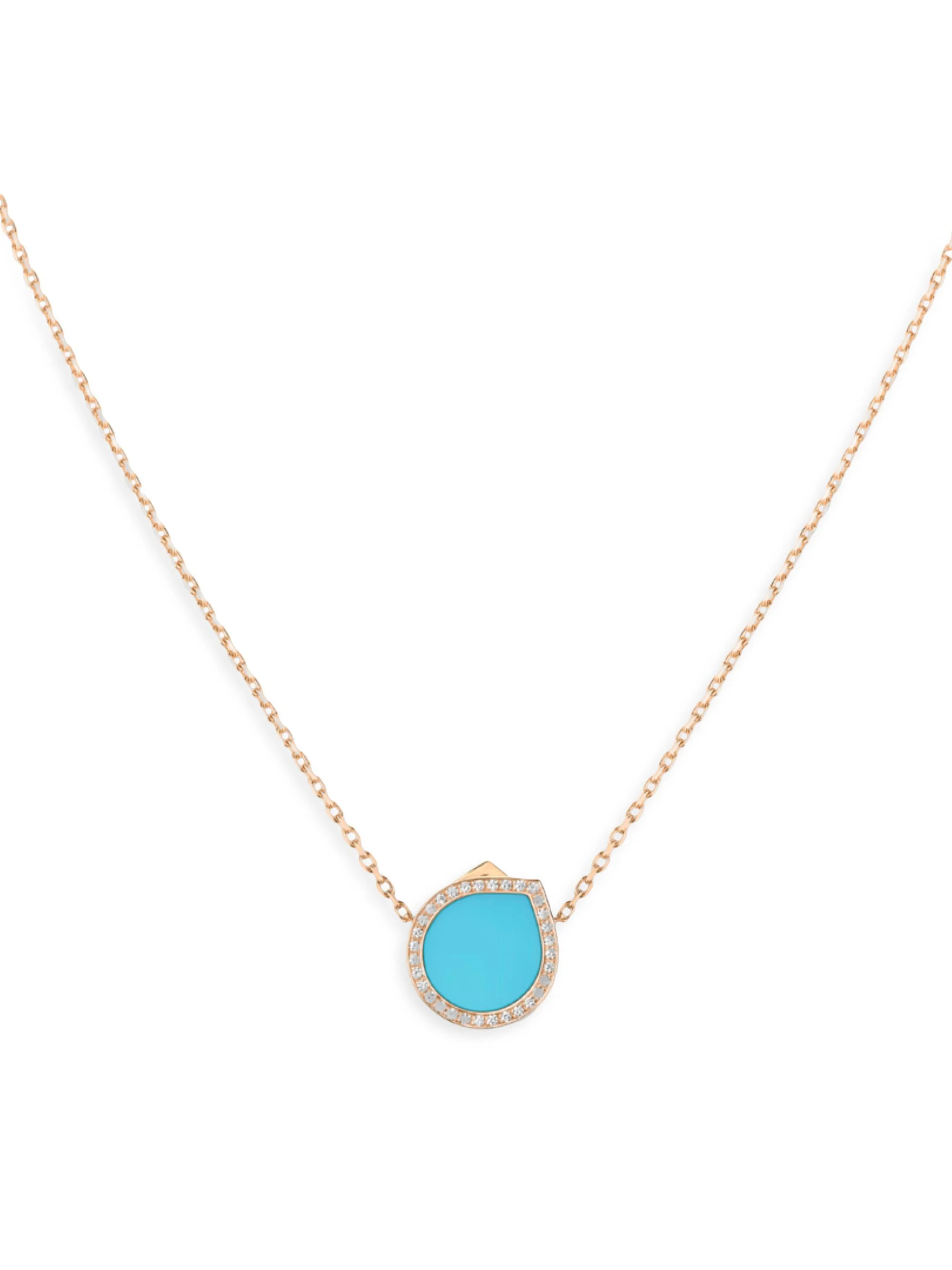 Women's Antifer 18K Rose Gold, Turquoise & 0.18 TCW Diamond Pendant Necklace - Turquoise - 1