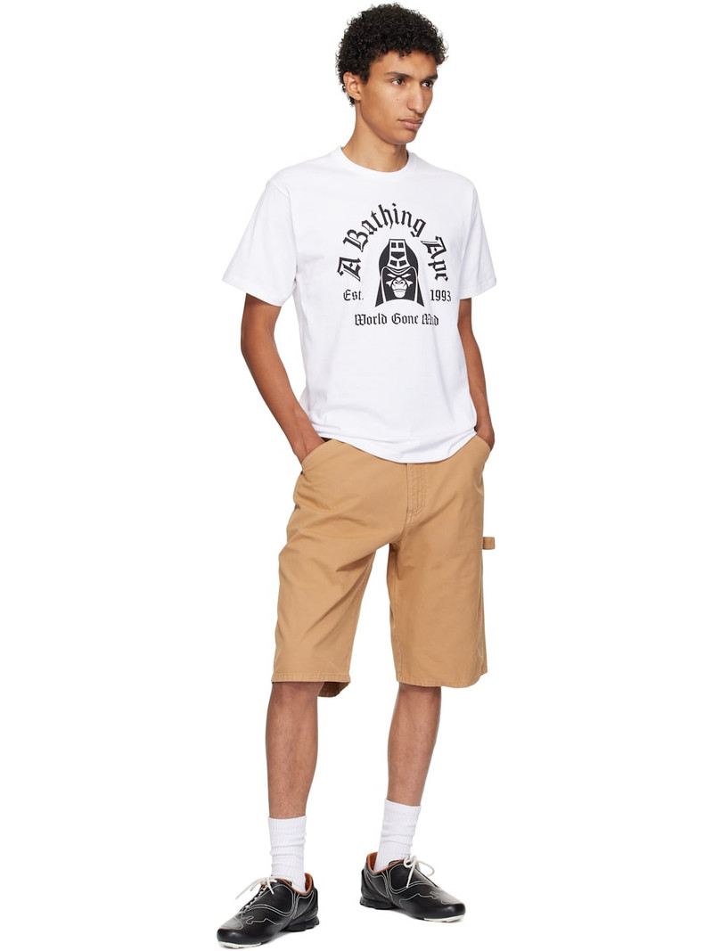A BATHING APE® White Printed Mad General College T-shirt outlook