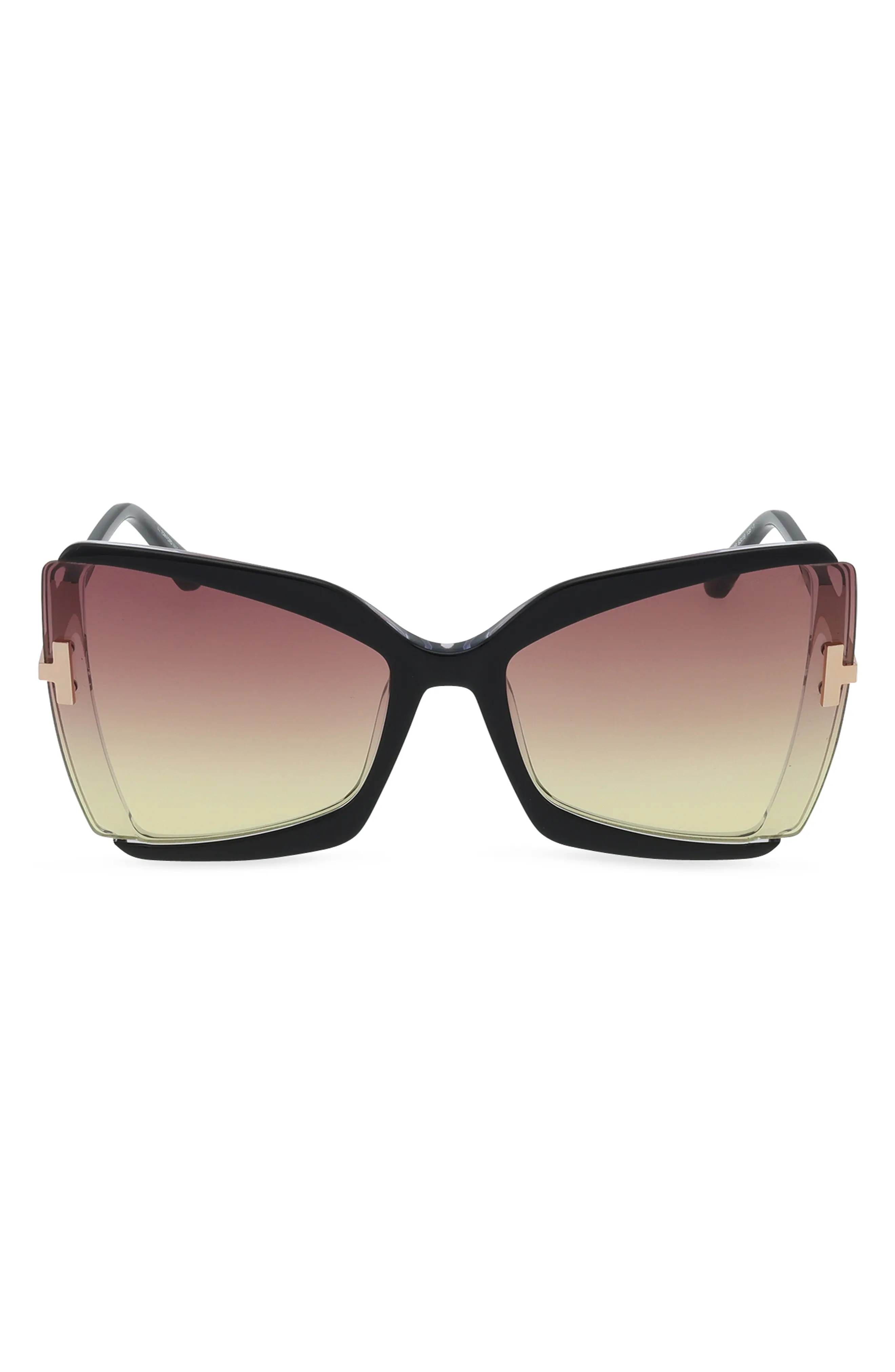 Gia 63mm Oversize Butterfly Sunglasses in Black & Crystal /Sunset - 1