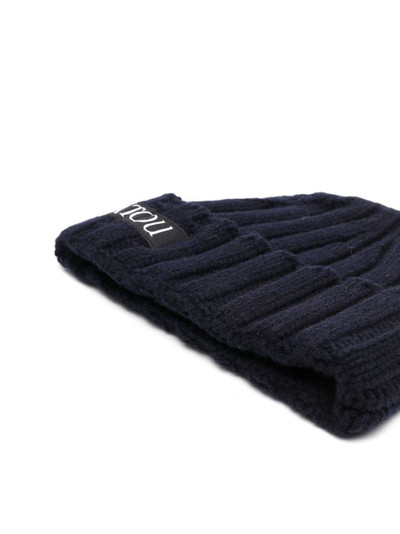 PATOU logo-patch ribbed-knit beanie outlook