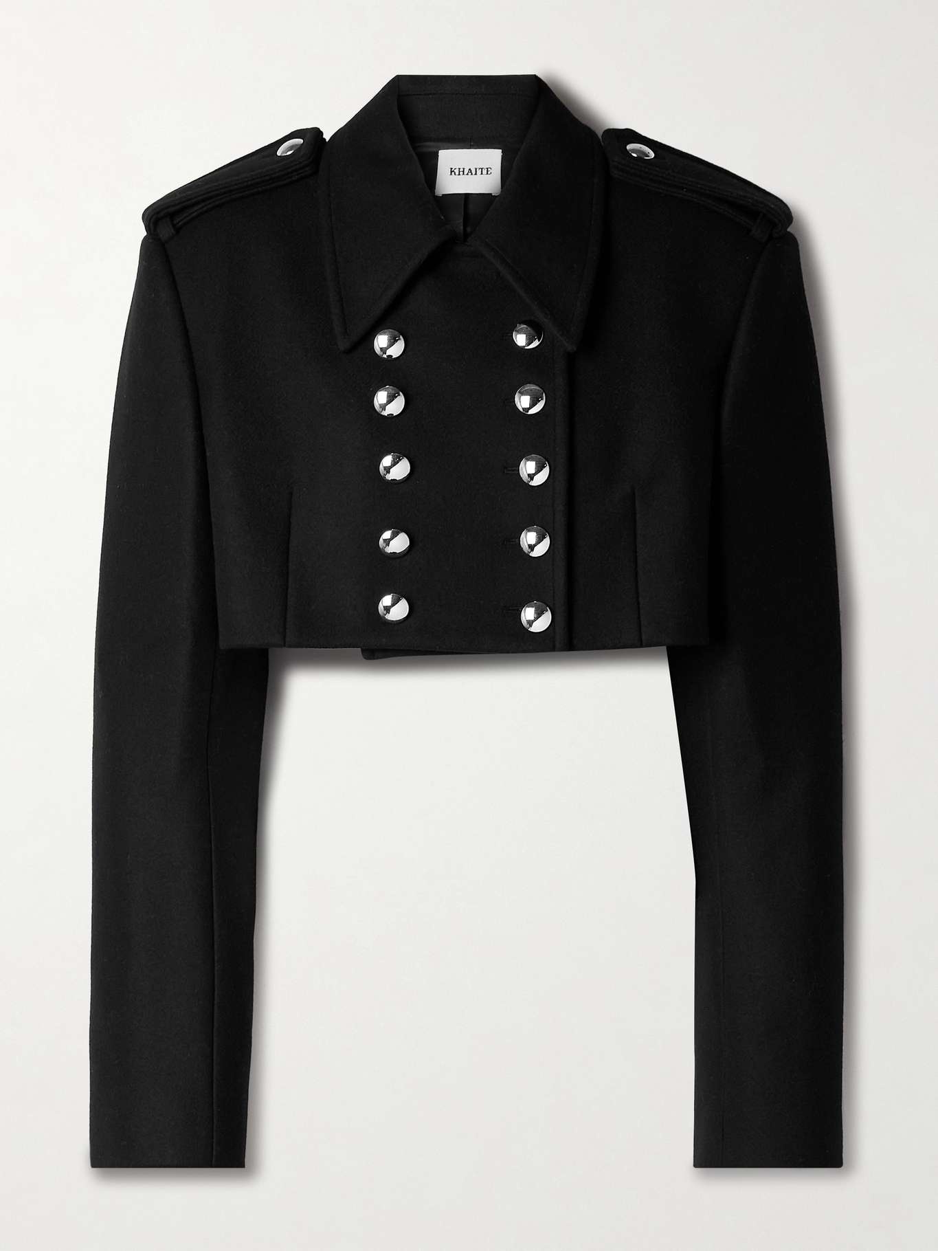 Leara double-breasted cropped wool-blend felt jacket - 1