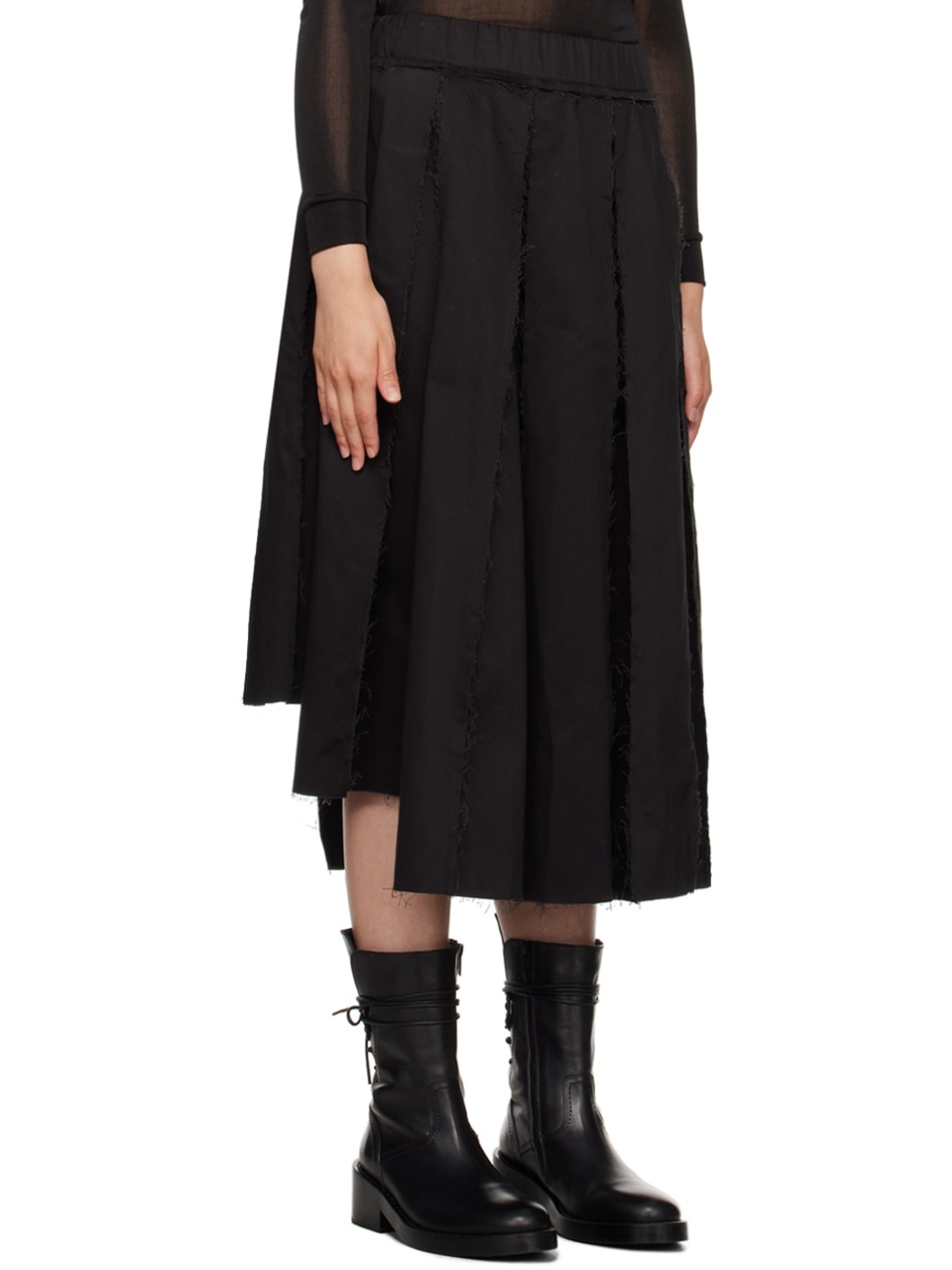 Black Pleated Midi Skirt - 2
