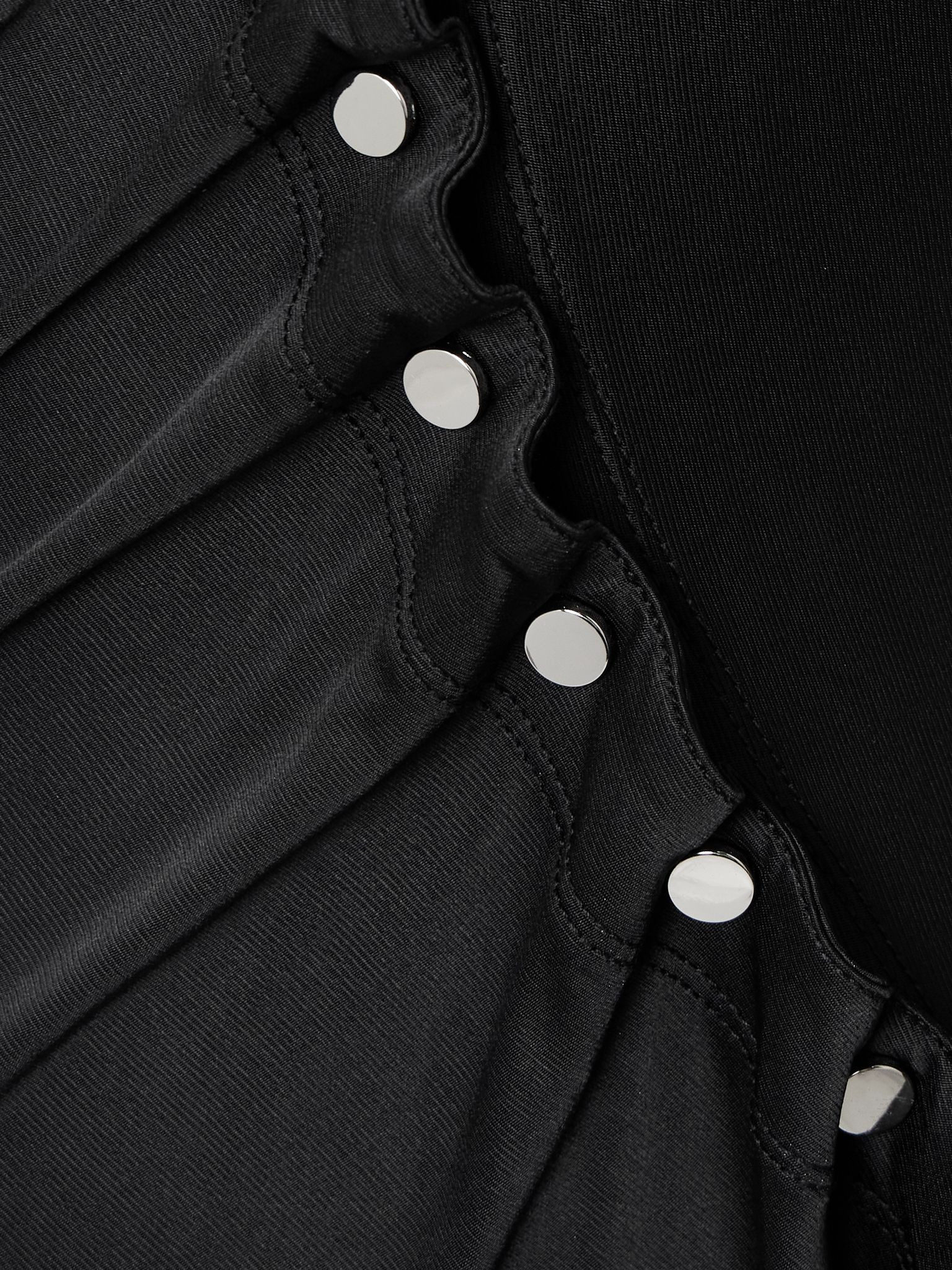 Embellished gathered satin-jersey midi shirt dress Black - 4