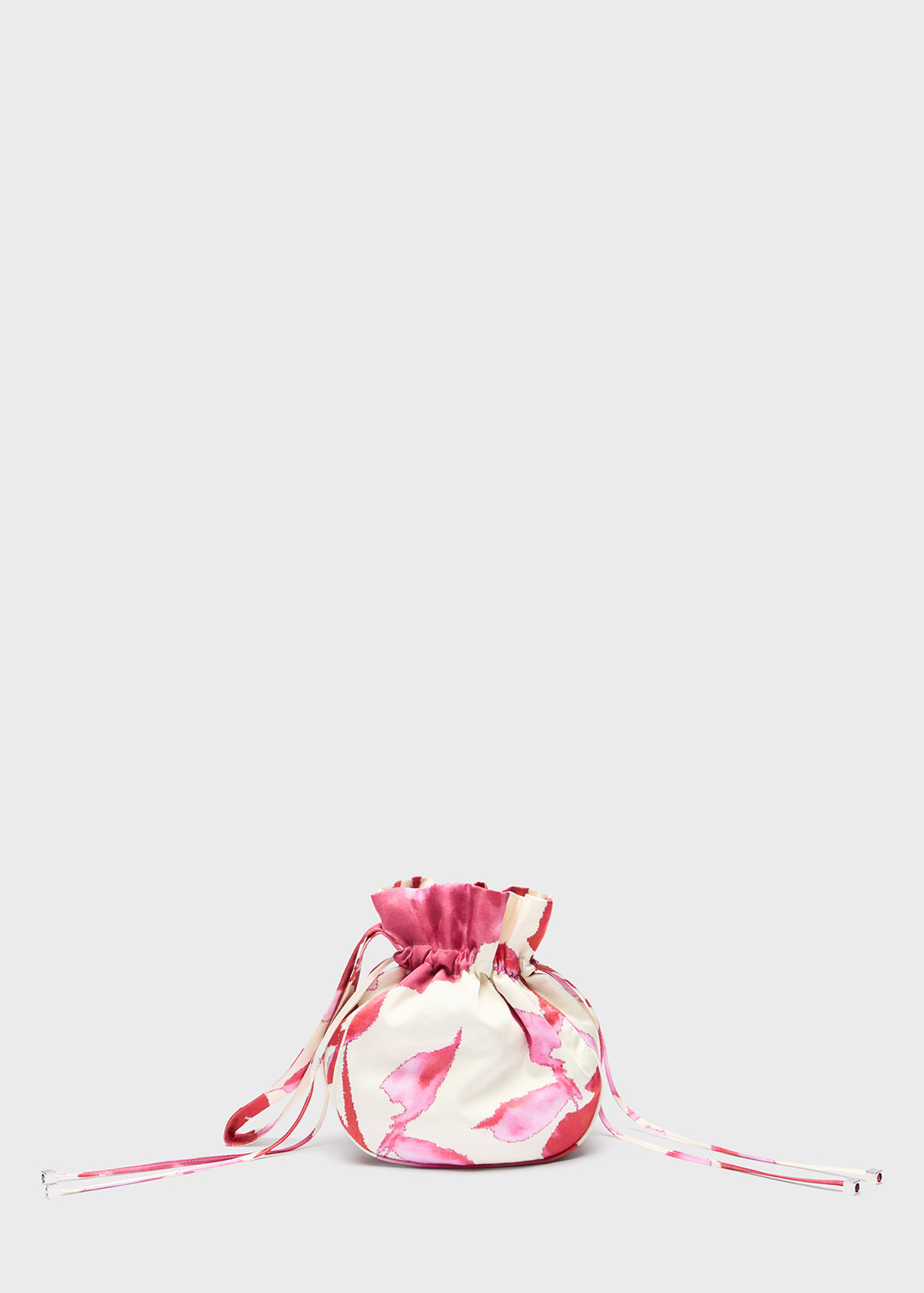 PRINTED SATIN CLUTCH BAG WITH RHINESTONE LOGO - 3
