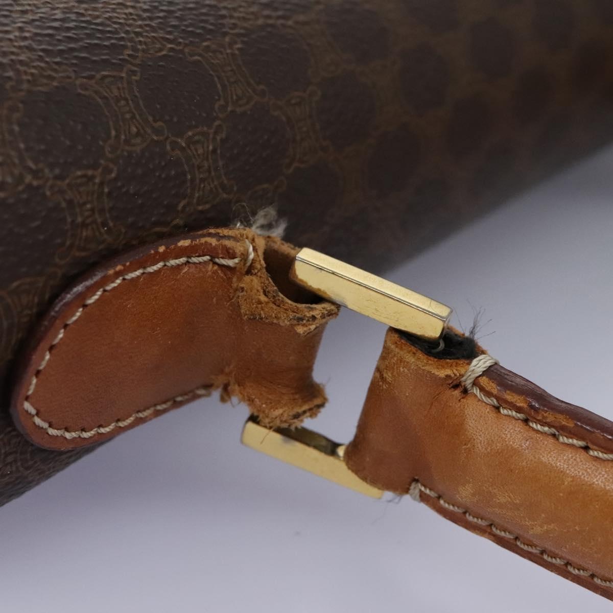 CELINE Macadam Canvas Hand Bag Pvc Leather Brown Gold - 8