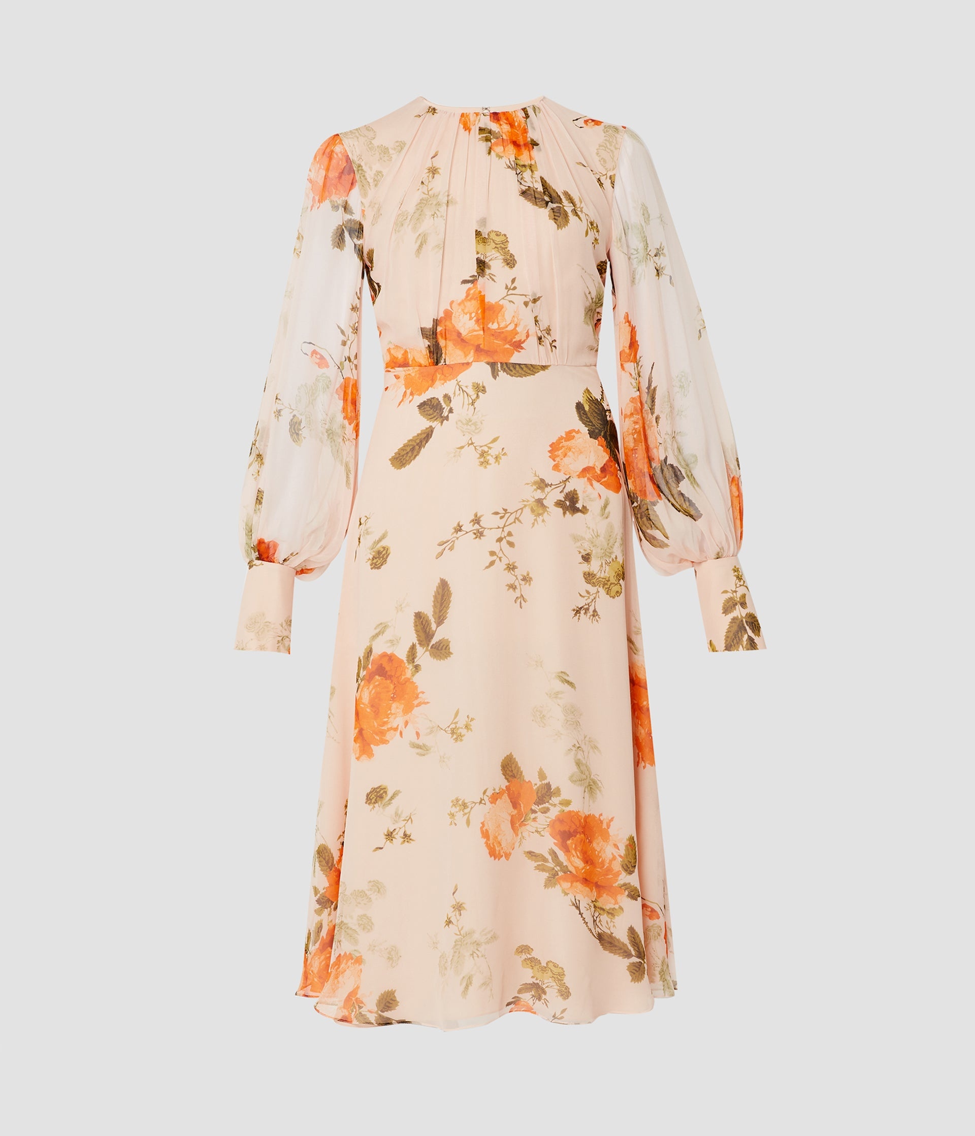 GATHERED NECK MIDI DRESS - 1