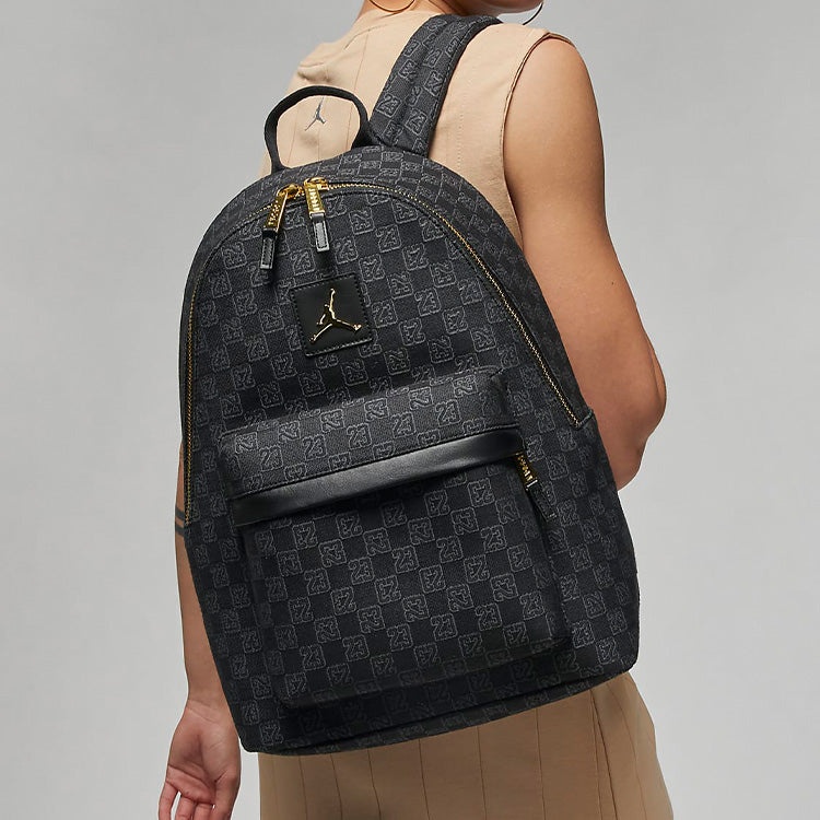 Air Jordan Gold Logo Monogram Backpack 'Black' FJ6784-010 - 6