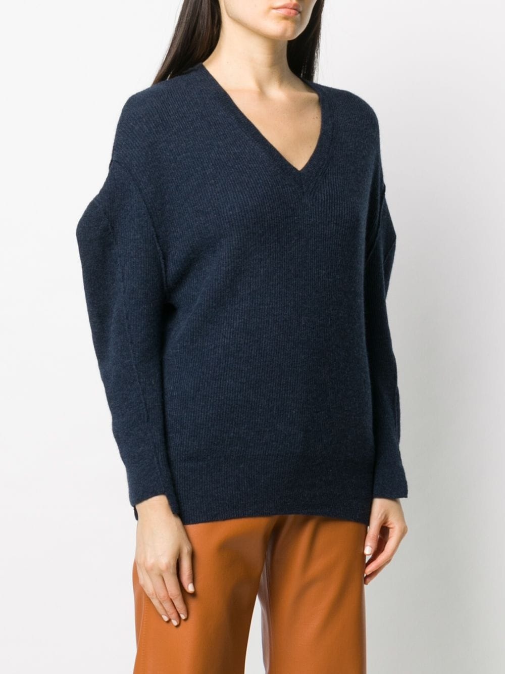 knitted V-neck jumper - 3