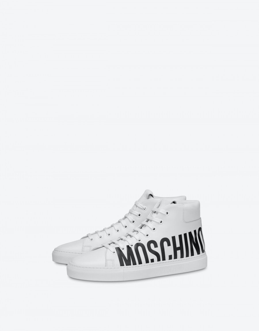 LEATHER HIGH SNEAKERS WITH LOGO - 1