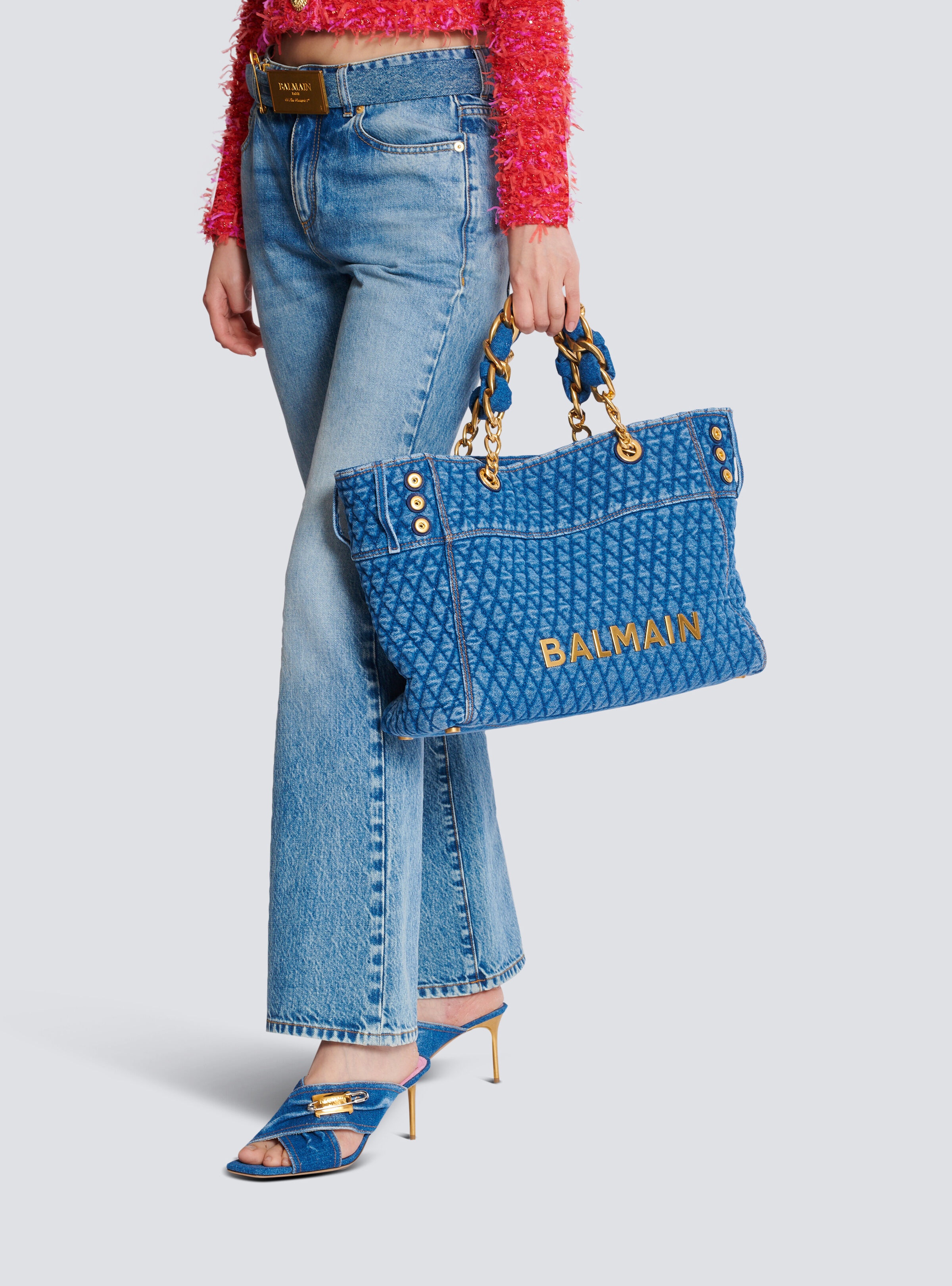 1945 Soft tote bag in diamond-quilted denim - 9