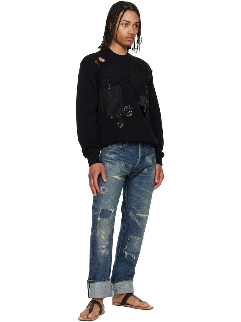 Junya Watanabe MAN Black Cotton Jersey Patchwork Knit Sweater outlook