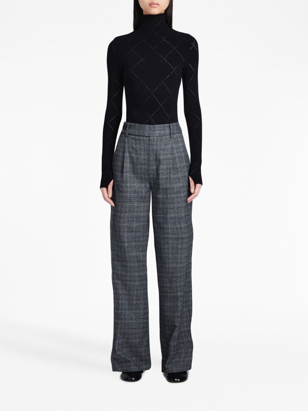 plaid wide-leg tailored trousers - 3