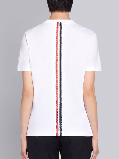 Thom Browne White Cotton Jersey Loopback Centerback Tricolor Interlock Stripe Short Sleeve Tee outlook