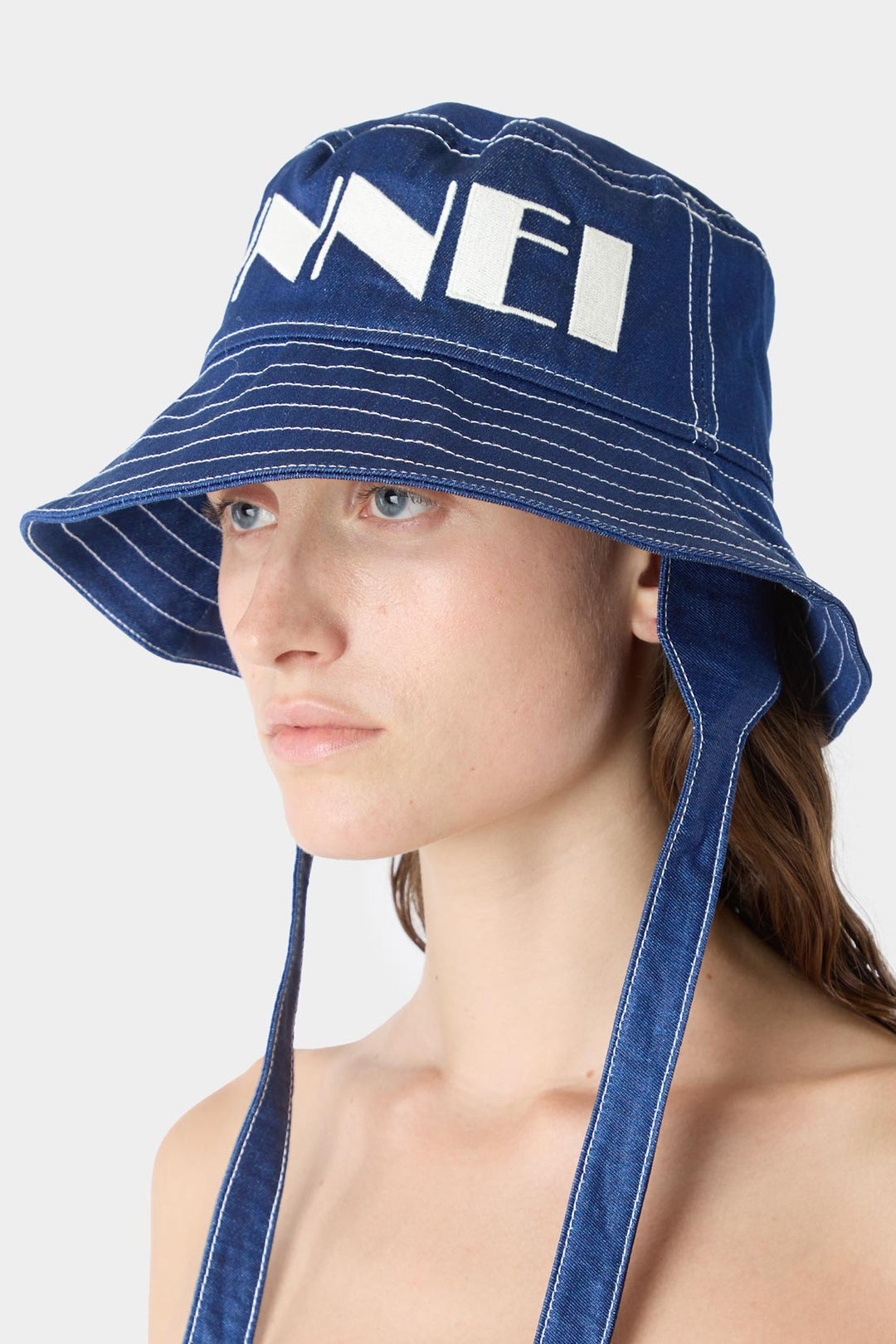LOGO STRING BUCKET HAT / blue - 3