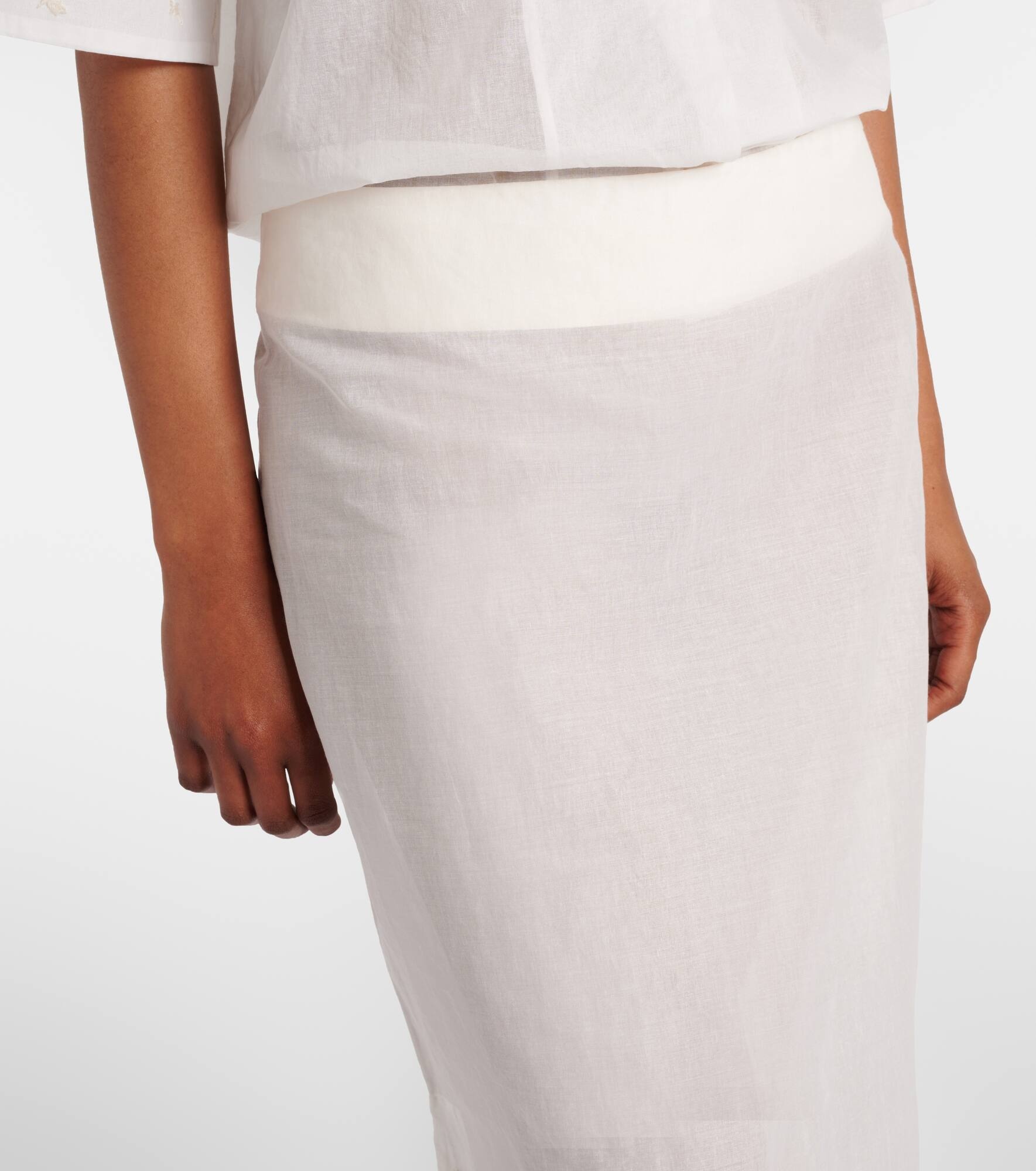 Floral semi-sheer organza pencil skirt - 4