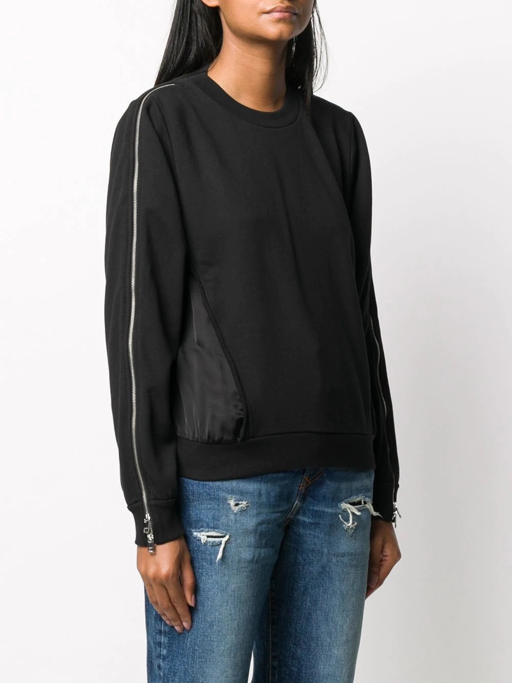 satin-panelled sweatshirt - 3