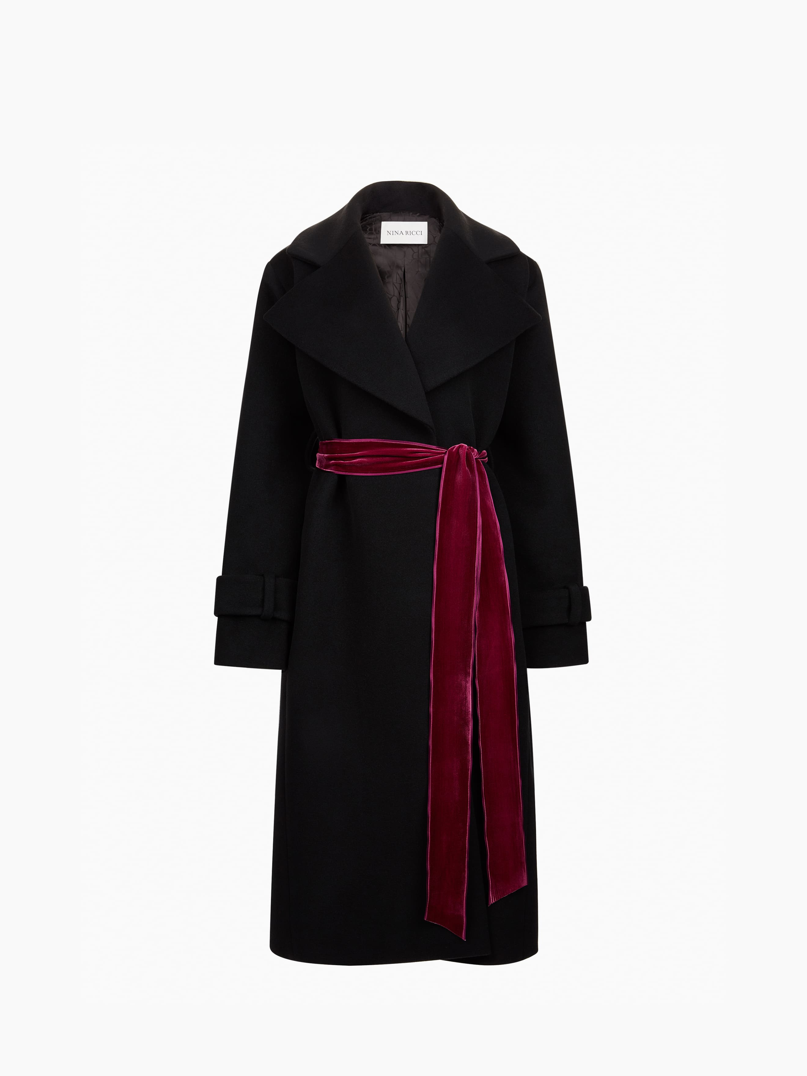 Black Long Wool Robe Coat - 9