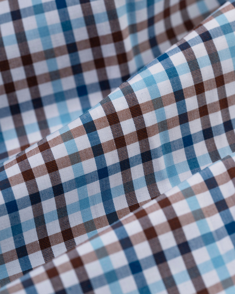 BROWN & BLUE GINGHAM BUTTON DOWN SPORT SHIRT - CLASSIC FIT 3