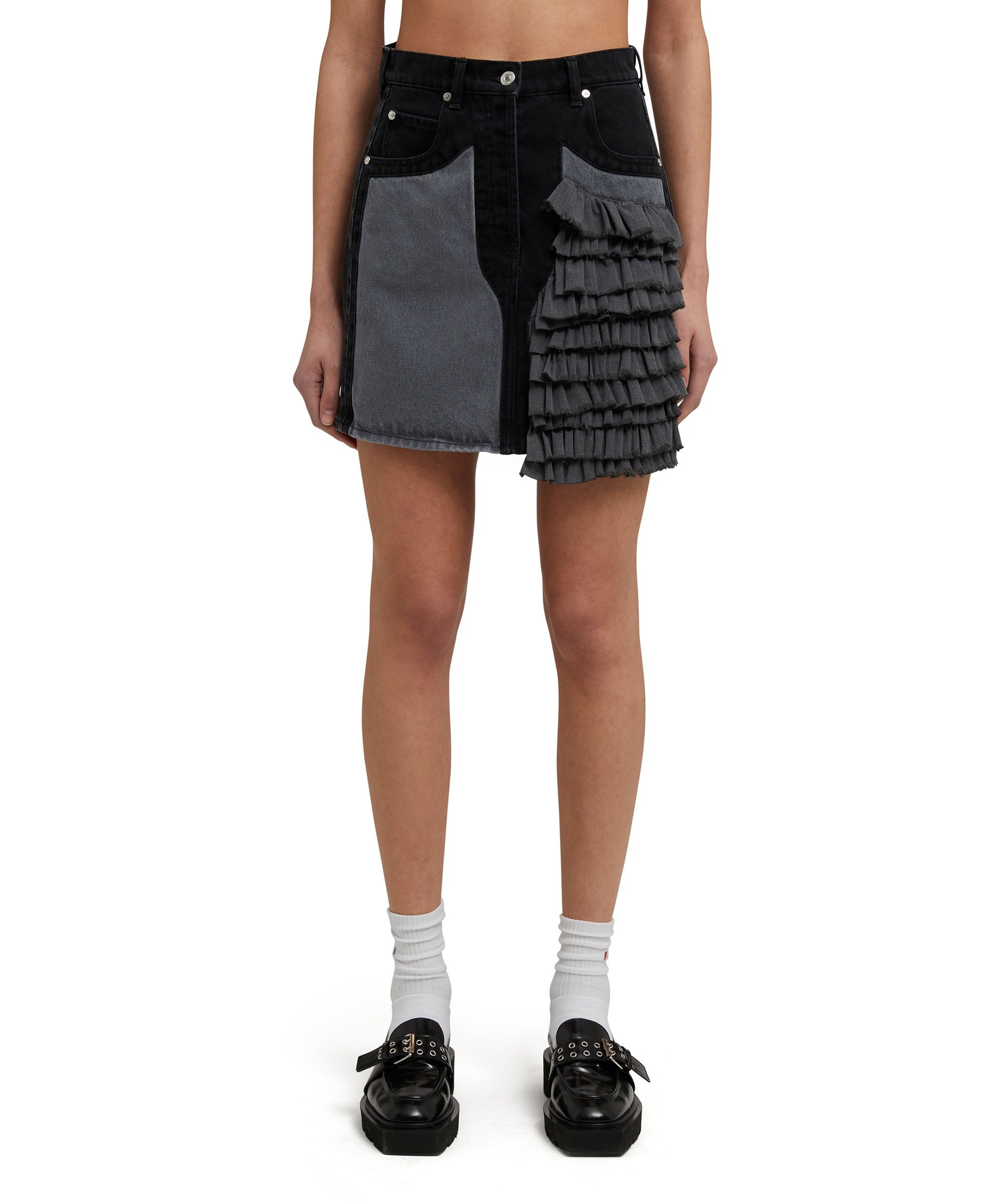 Mini skirt in "Black Denim with Stitches" - 2