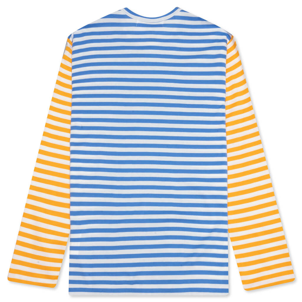 COMME DES GARCONS PLAY BI-COLOR STRIPE T-SHIRT - BLUE/YELLOW - 2