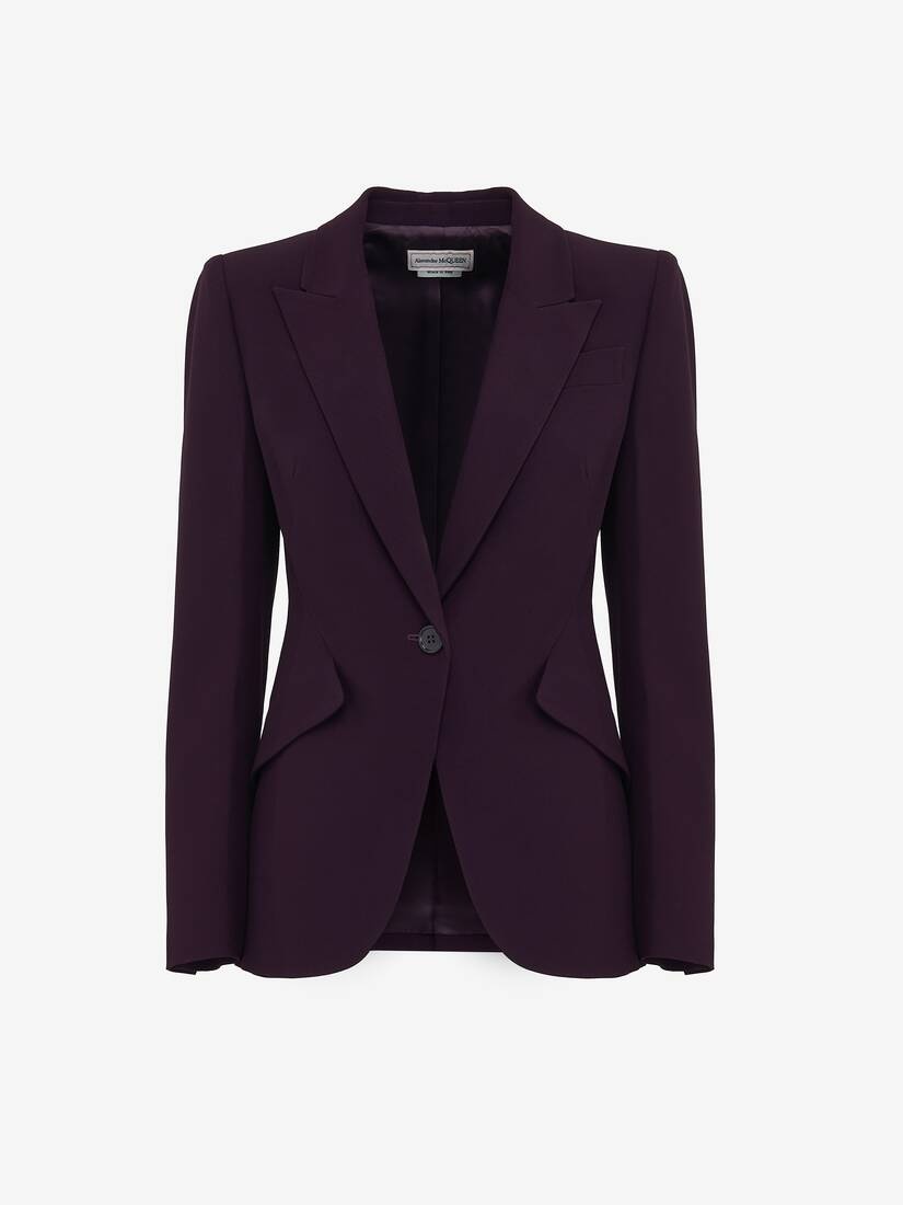 Women's Peak Shoulder Leaf Crepe Jacket in Night Shade - 1
