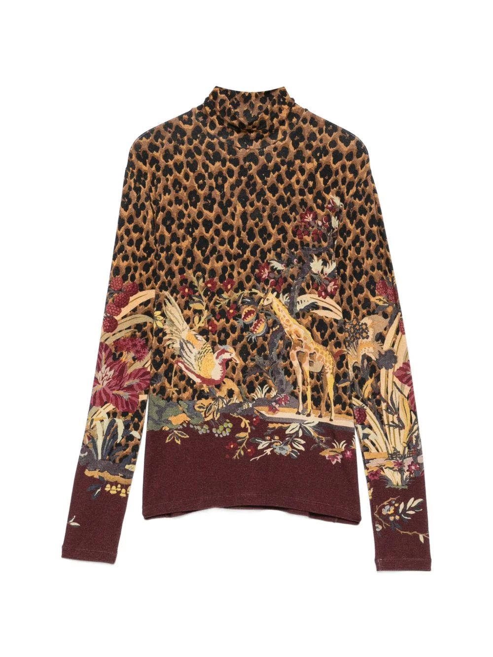 leopard-print floral-print top - 1