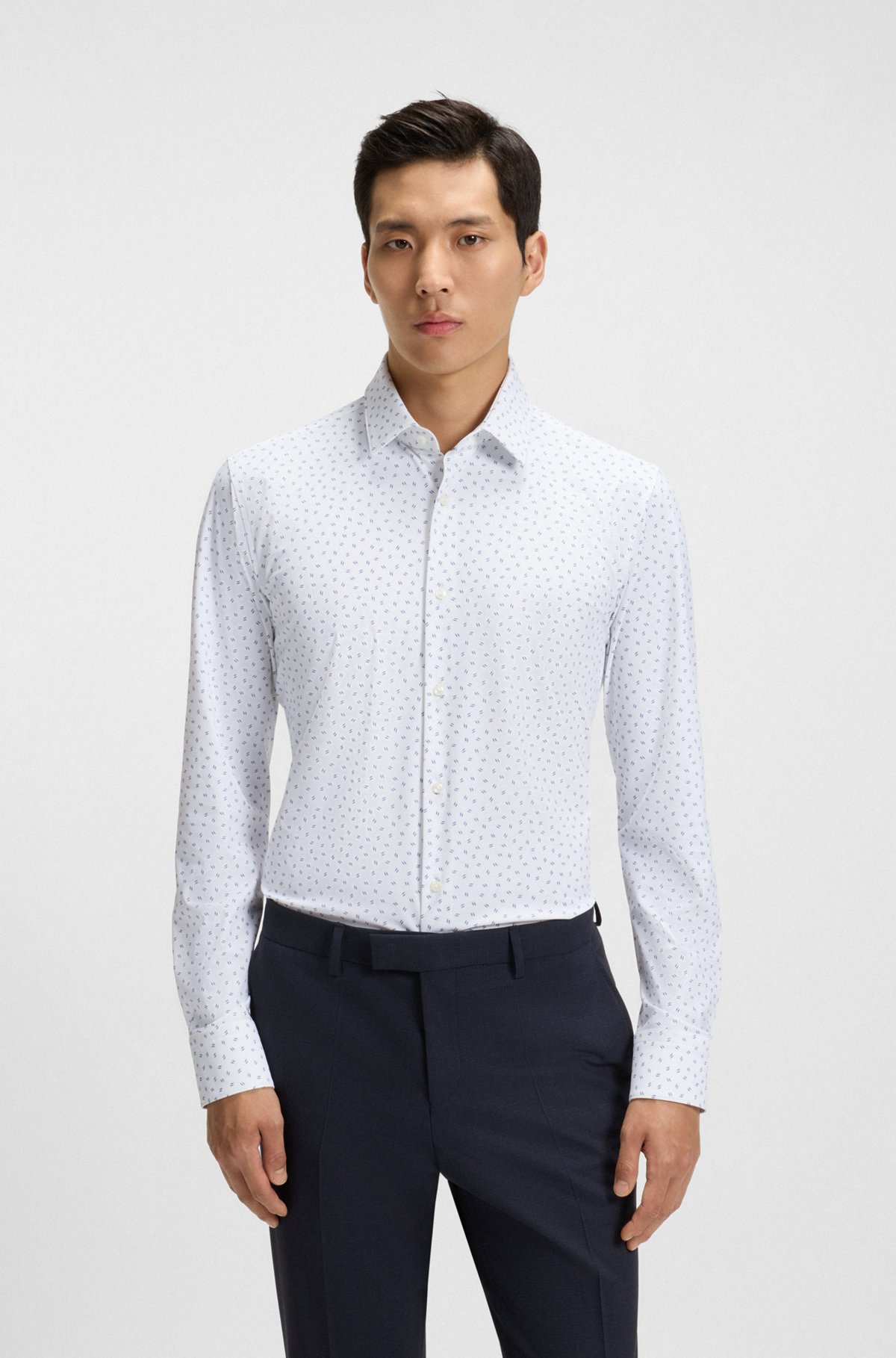 SLIM-FIT SHIRT IN PRINTED PERFORMANCE-STRETCH JERSEY - 2