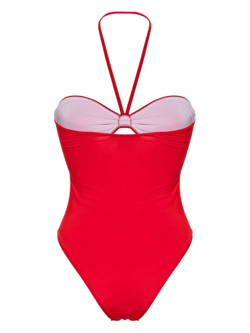 Balmain B-plaque halterneck swimsuit outlook