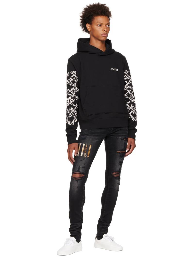 AMIRI Black Wes Lang Edition Checkered Bones Hoodie outlook