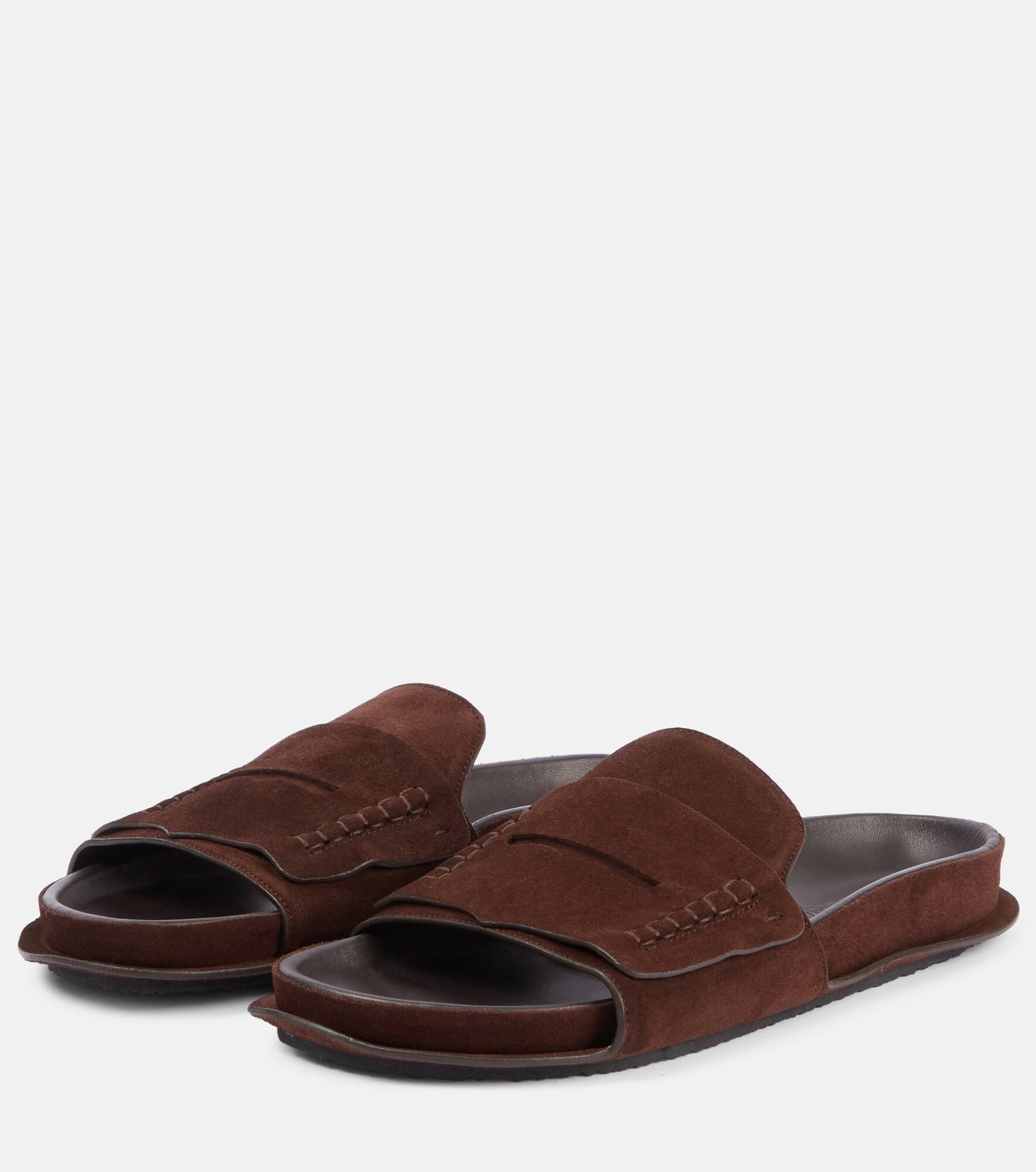 Mocassin suede slides - 4