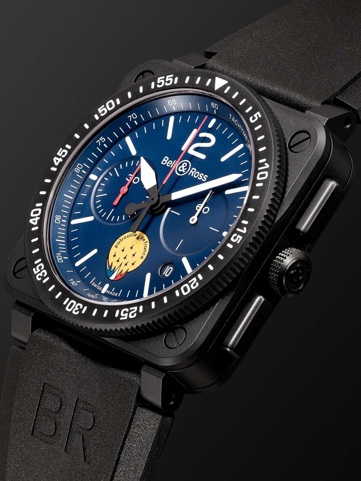 BR 03-94 PA94 Patrouille de France Limited Edition Chronograph Ceramic and Rubber Watch, Ref. No. BR - 3