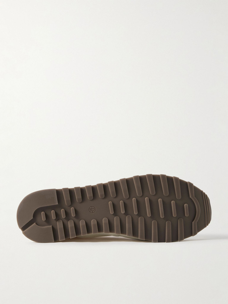 The Row Owen Leather-Trimmed Mesh Sneakers Off-white outlook