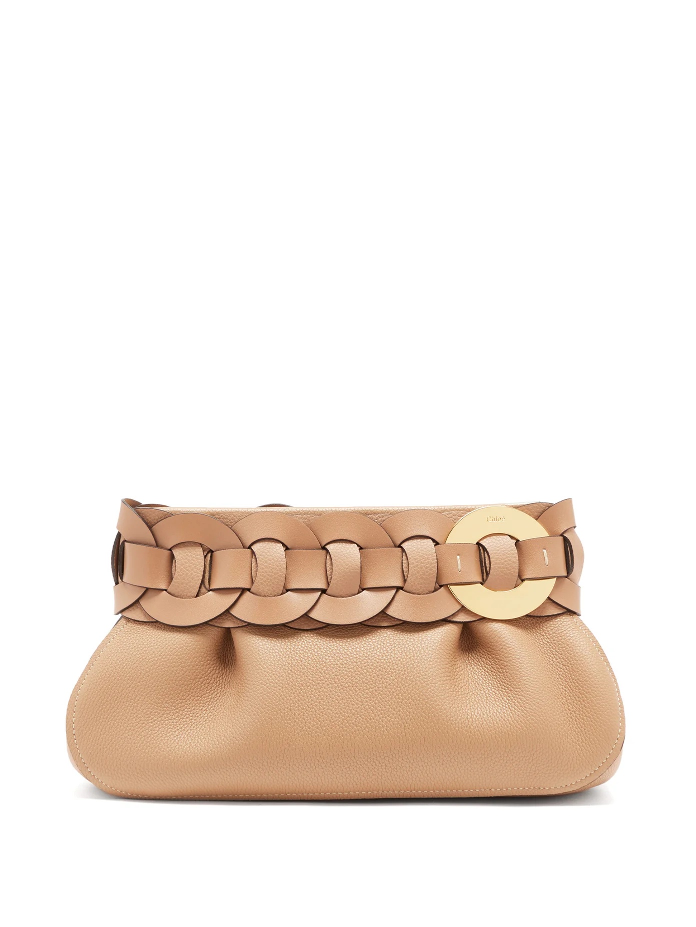 Daria braided grained-leather clutch - 1