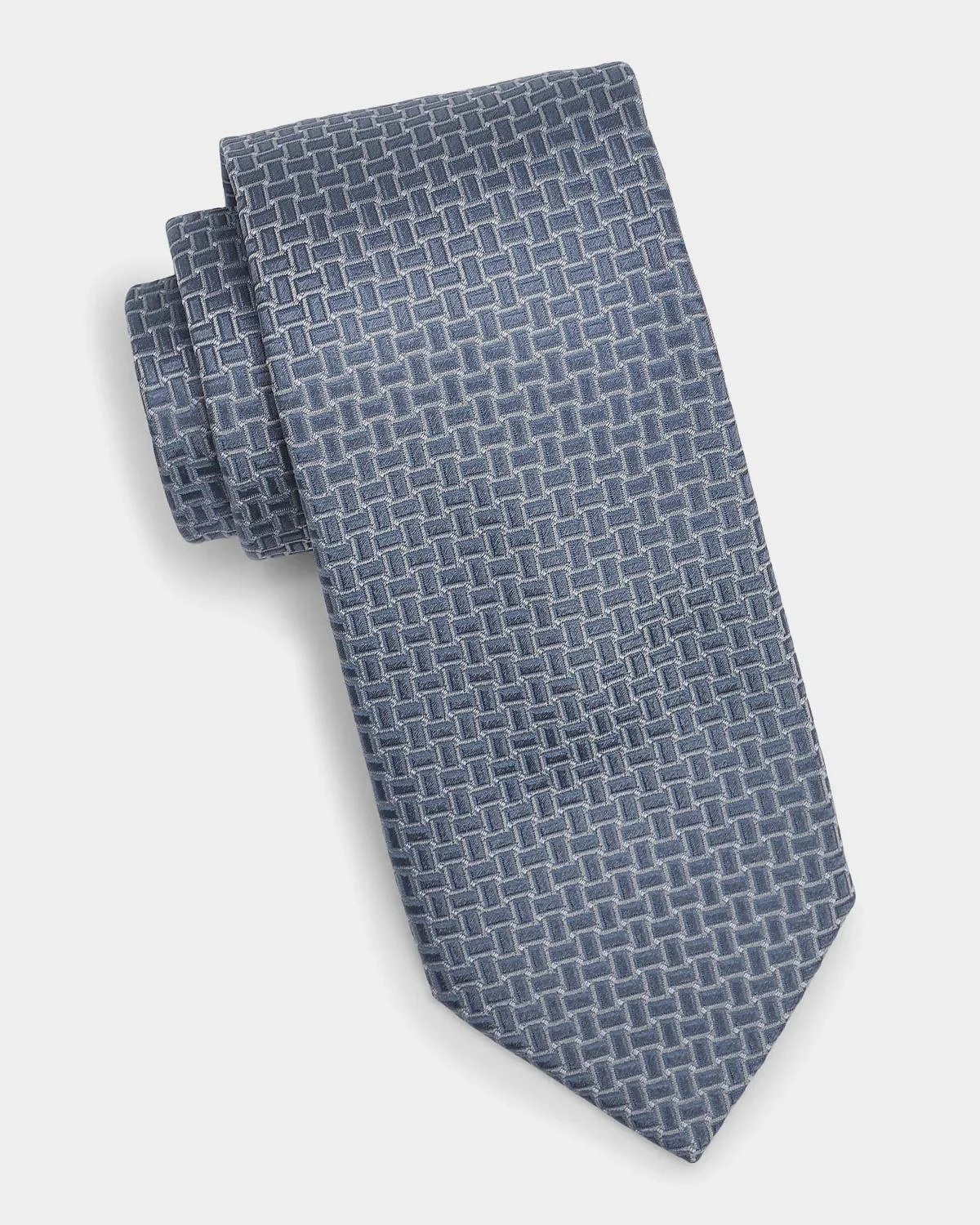 Men's Basket-Weave Jacquard Silk Tie - 1