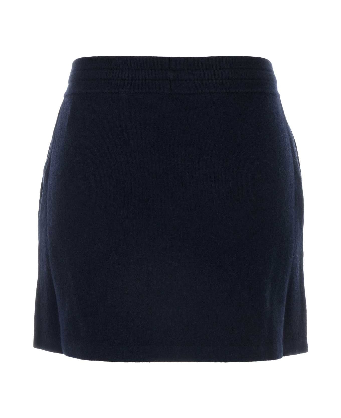 Midnight Blue Stretch Cotton Blend Amaline Mini Skirt - 2